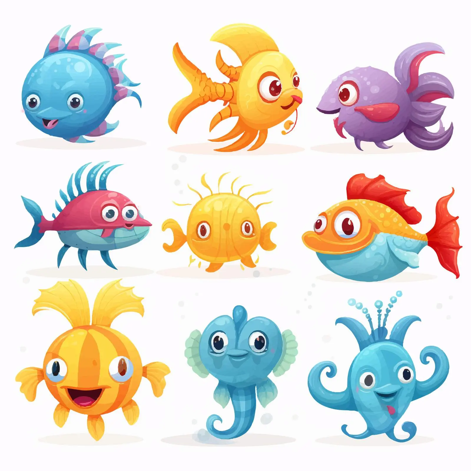 Cartoon Sea Creatures Summer Illustration – free octopus image from Dotvec