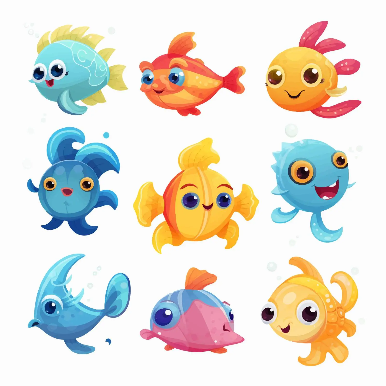 Cartoon Sea Creatures in Summer Illustration — free download from Dotvec