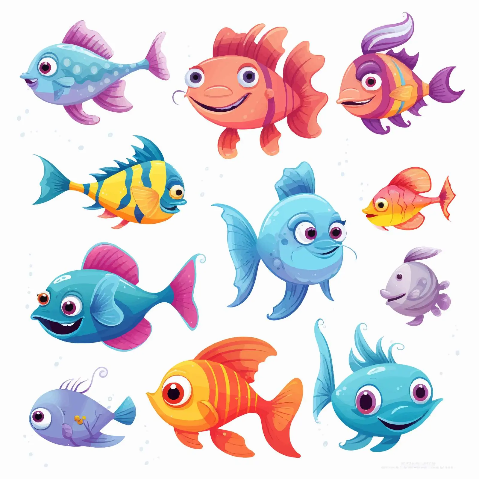Summer Cartoon Sea Creatures Illustration – free nautical art image from Dotvec