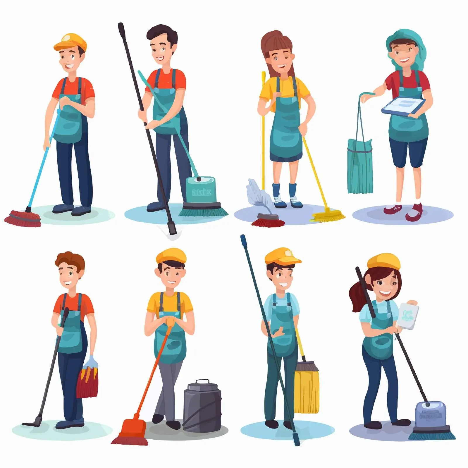 Happy Home Cleaning Service Team Vector – free work culture image from Dotvec