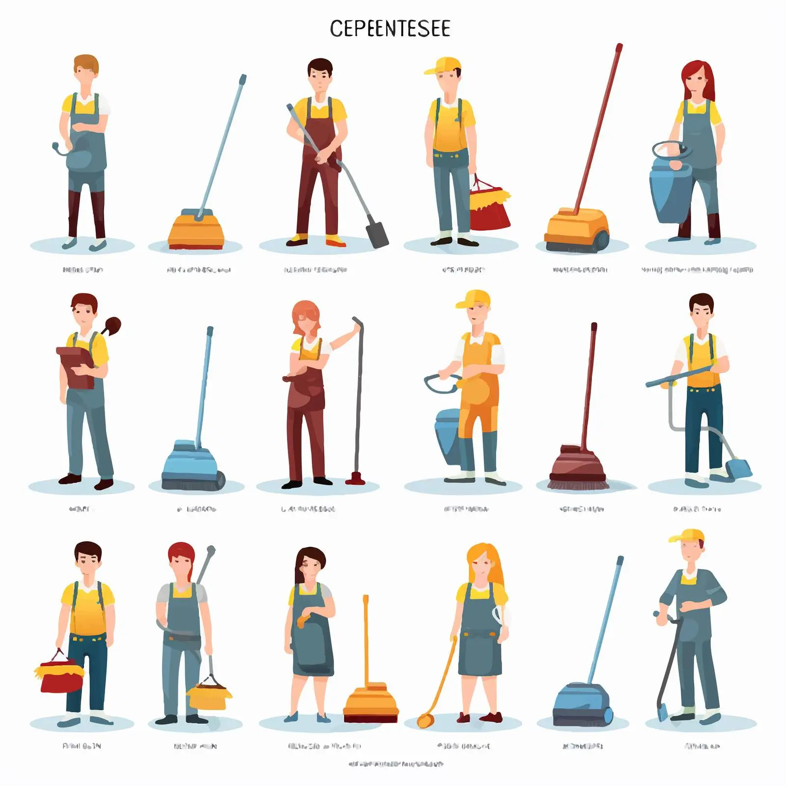 Smiling Cleaning Service Workers Vectors – free job roles image from Dotvec