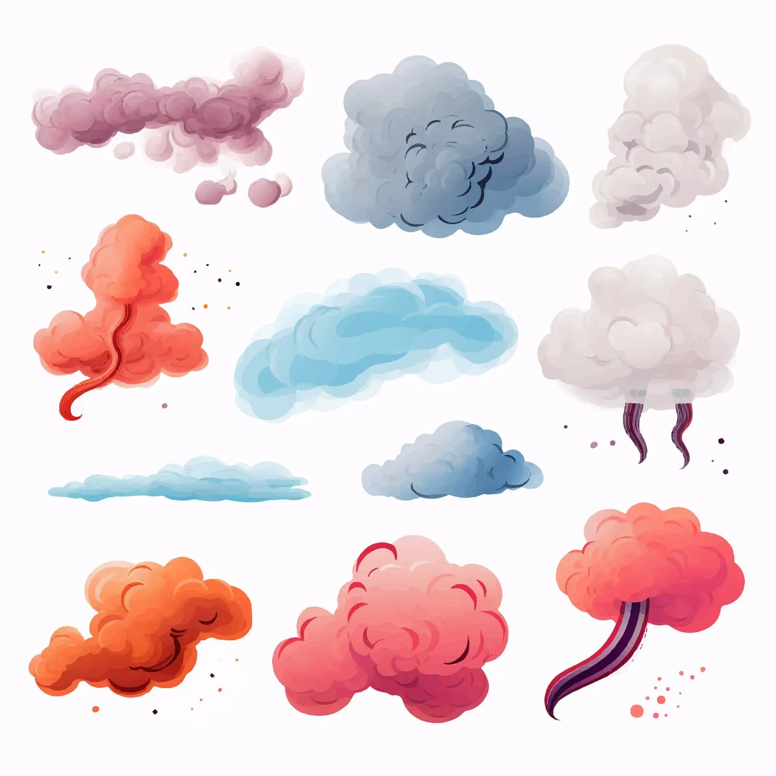 Diverse Smoke and Steam Cloud Vectors – free rails image from Dotvec