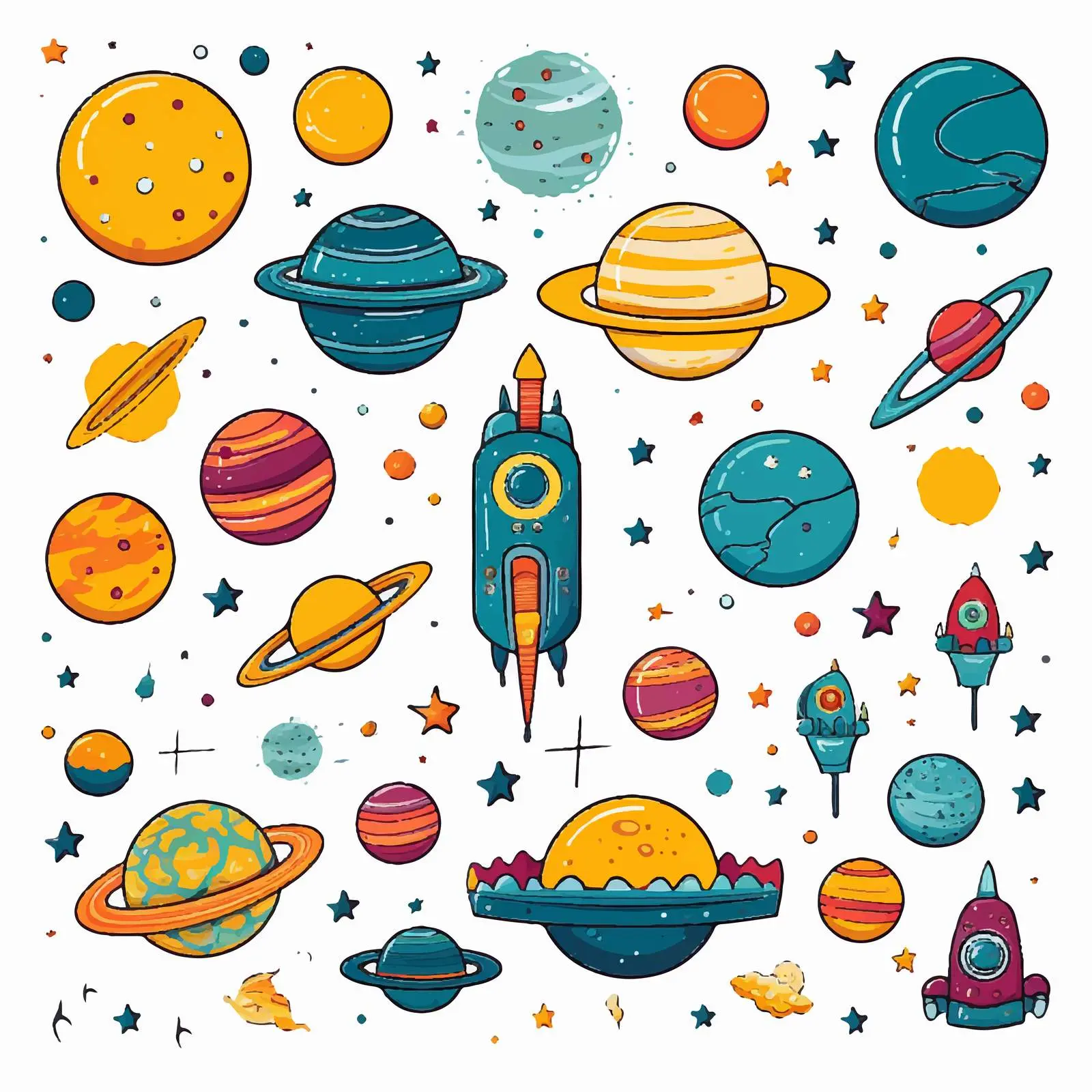 Isolated Space Objects and Elements on White Background — free download from Dotvec