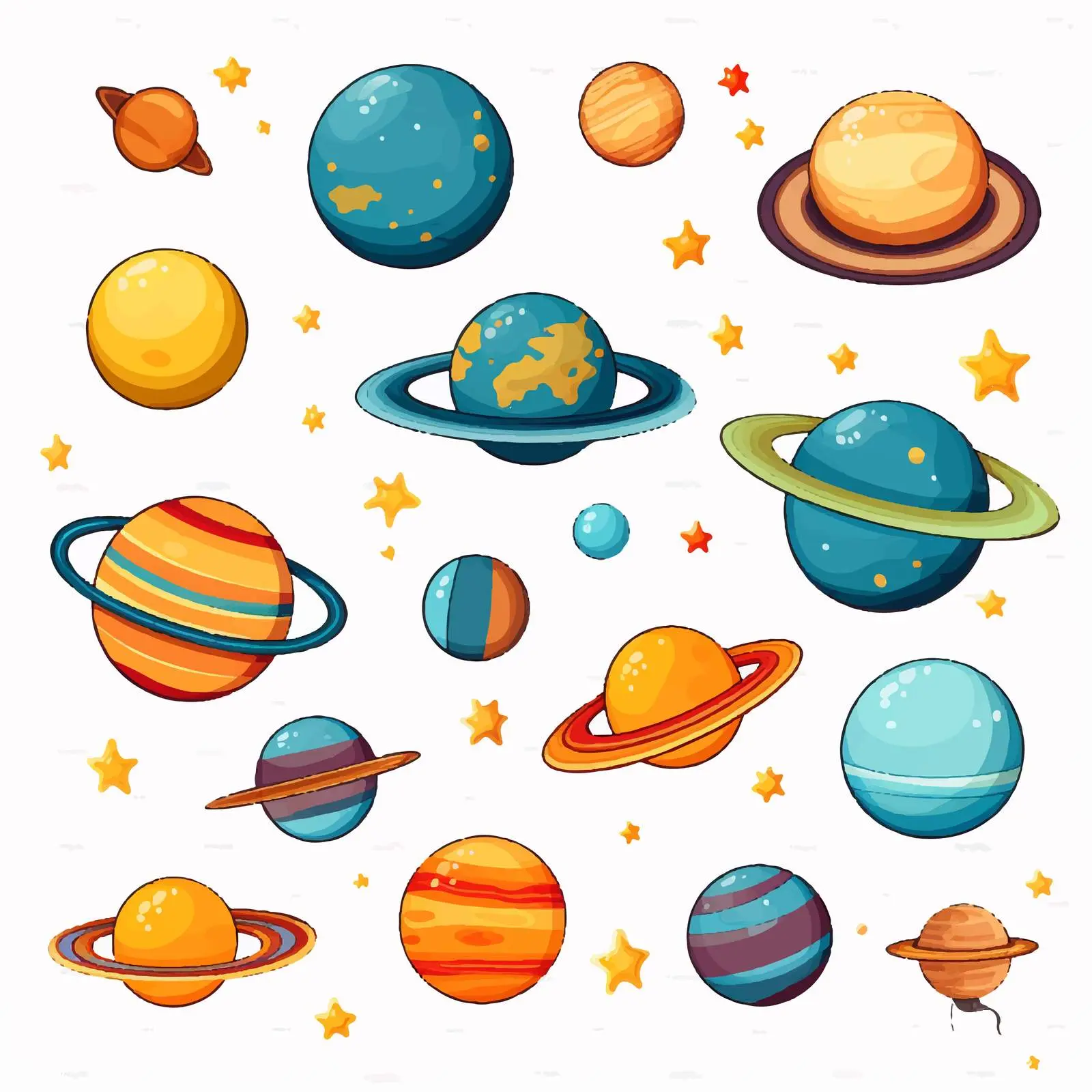 Isolated Space Objects and Elements on White Background — free download from Dotvec