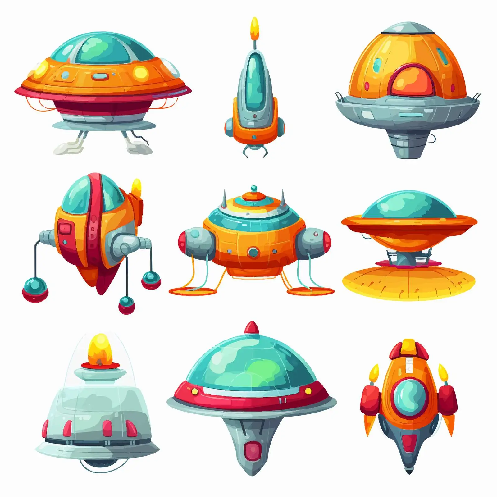 Spaceships and Satellites Vector Illustration Set — free download from Dotvec