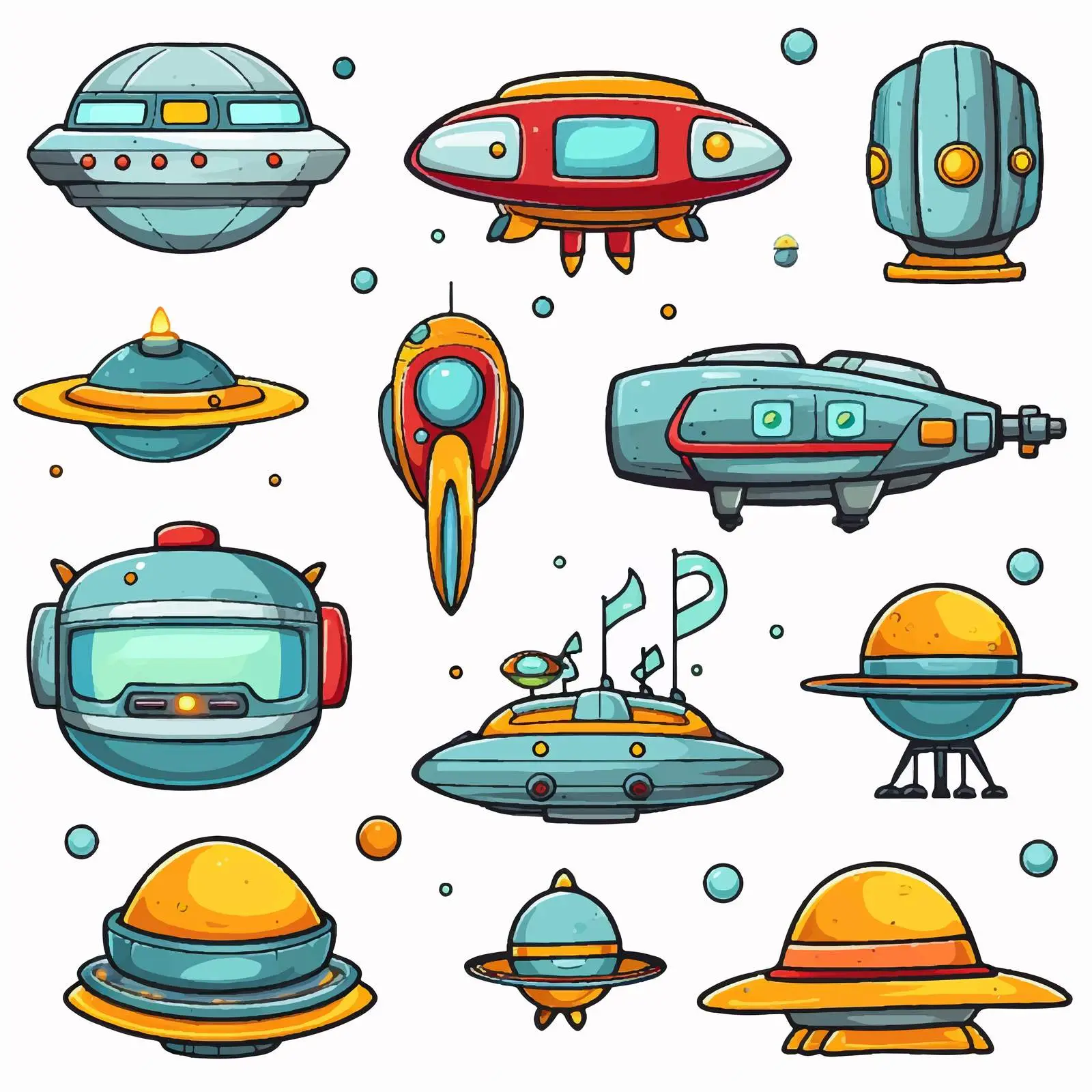 Spaceship and Satellite Vector Illustration — free download from Dotvec