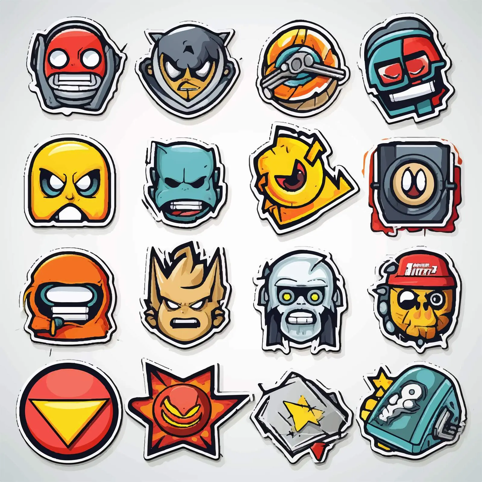 Comic Style Sticker Logo Icon Set – free graphics pack image from Dotvec