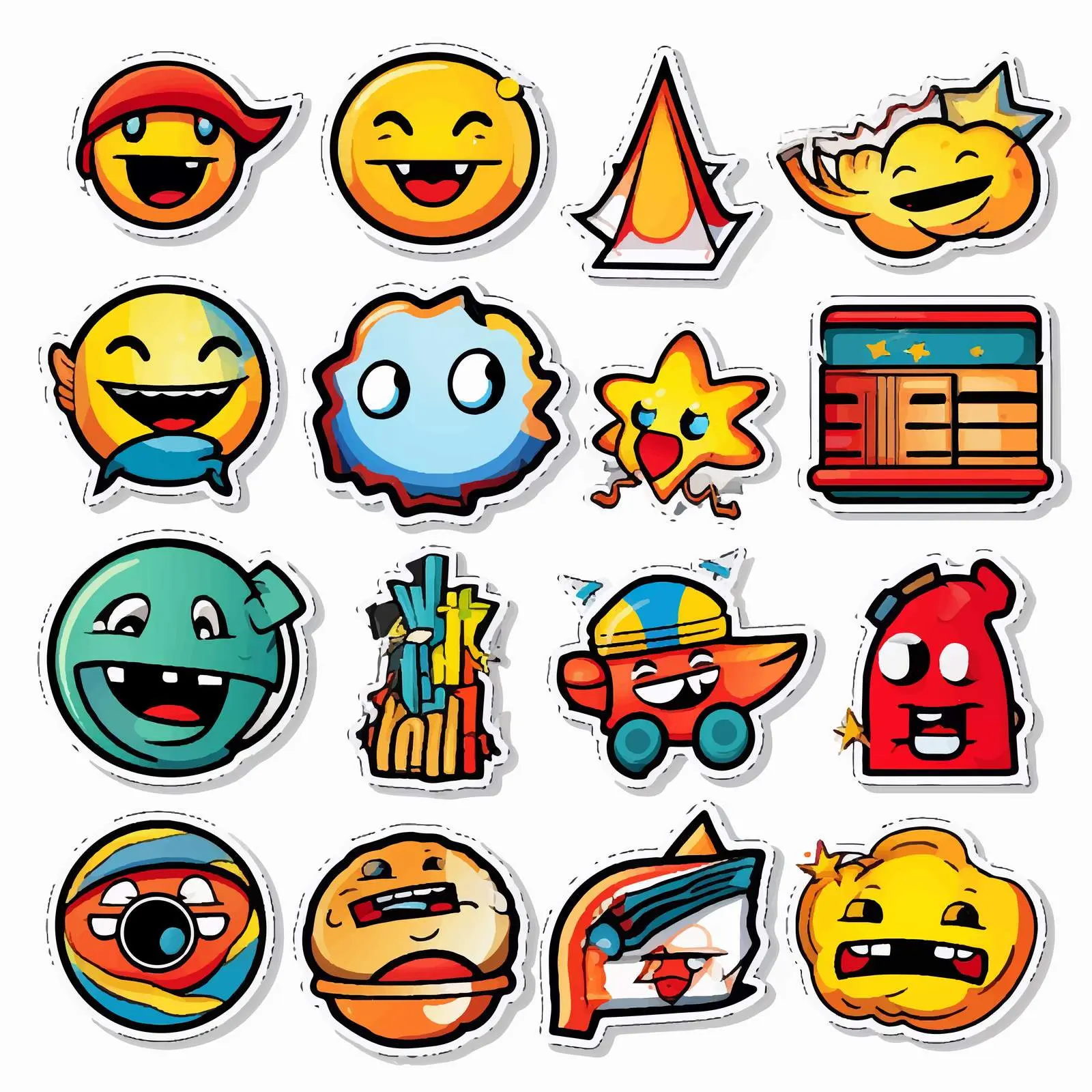 Comic Style Sticker Logos and Icons Set – free whimsical icons image from Dotvec