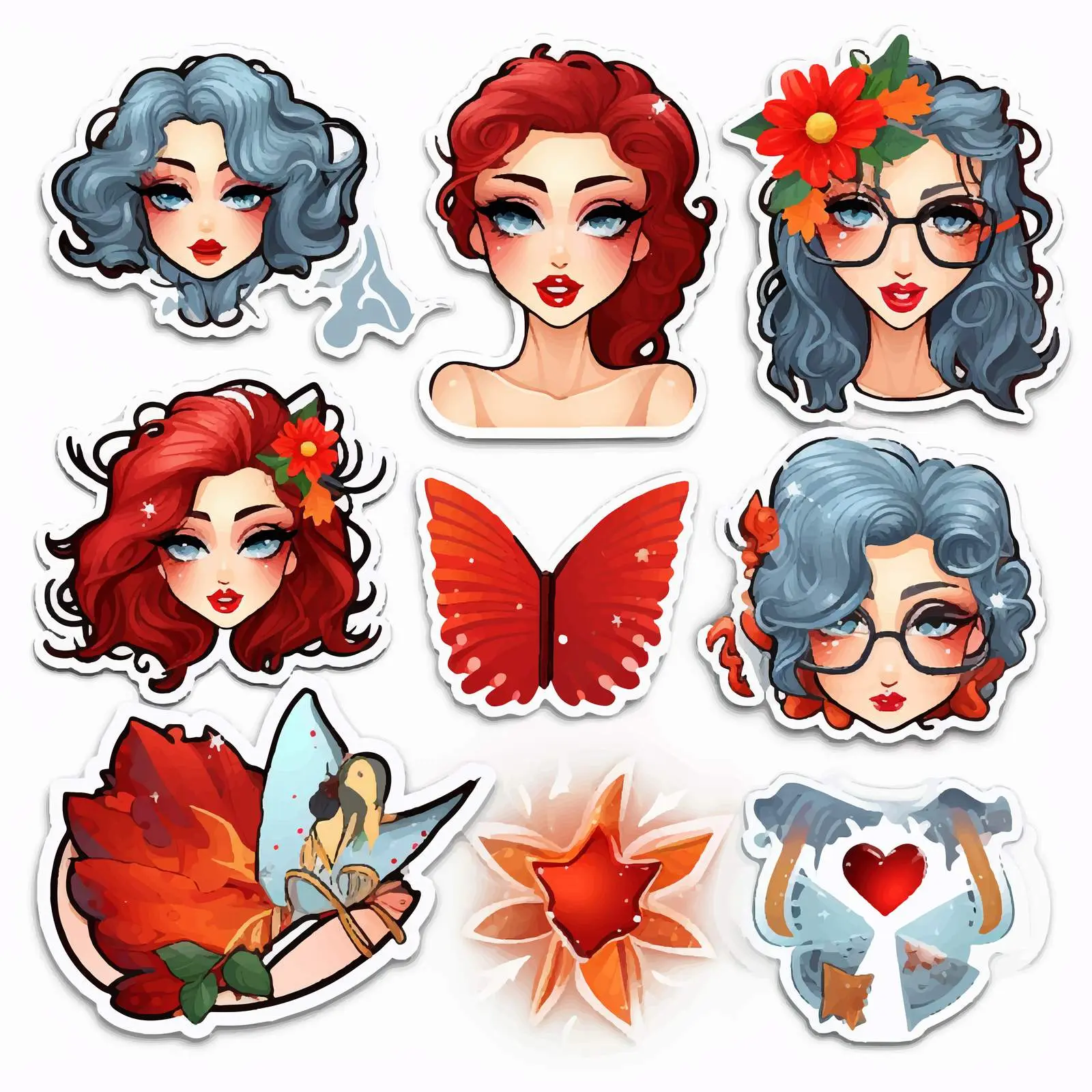 Bright Makeup Holiday Girl Sticker Set — free download from Dotvec