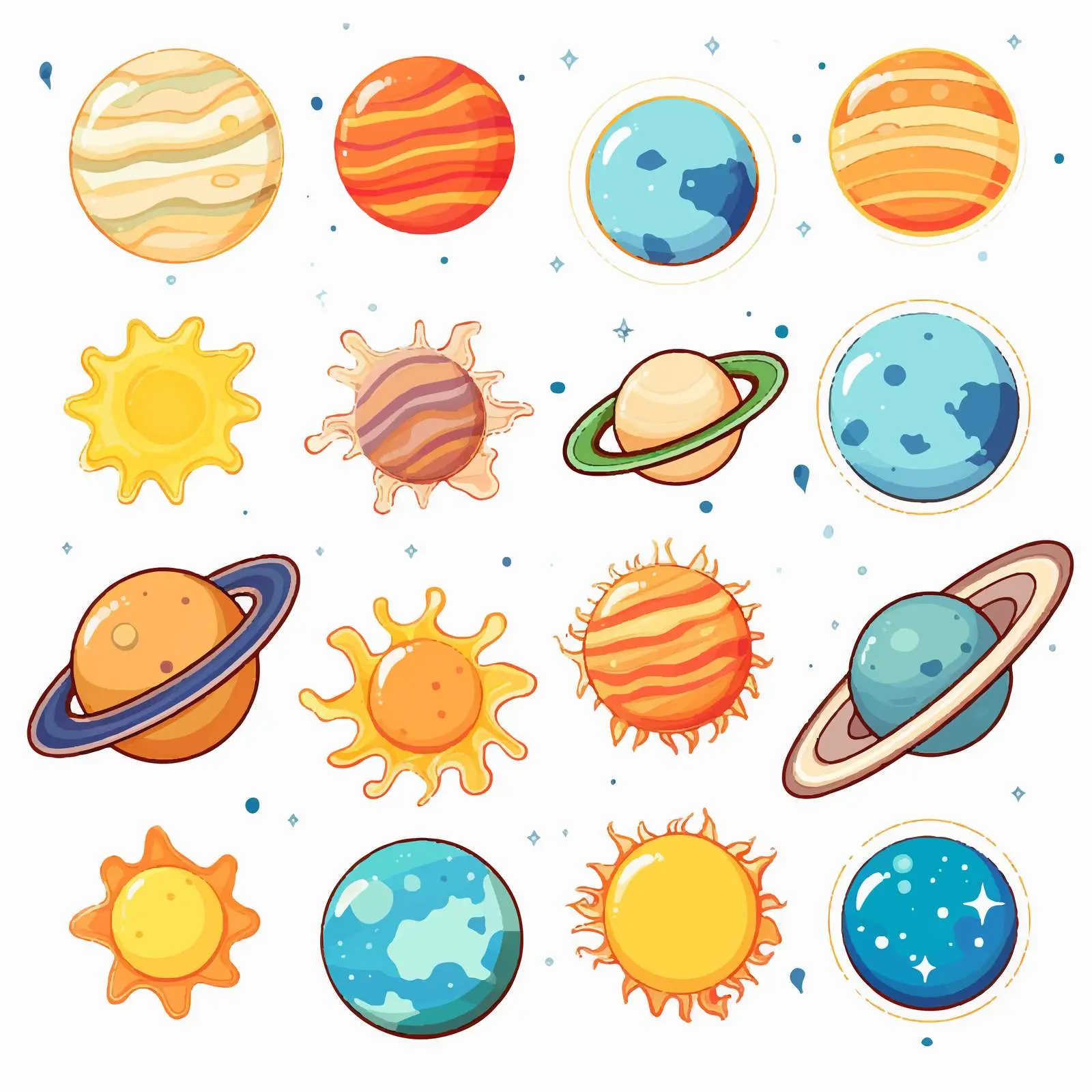 Solar System Object Stickers Collection — free download from Dotvec