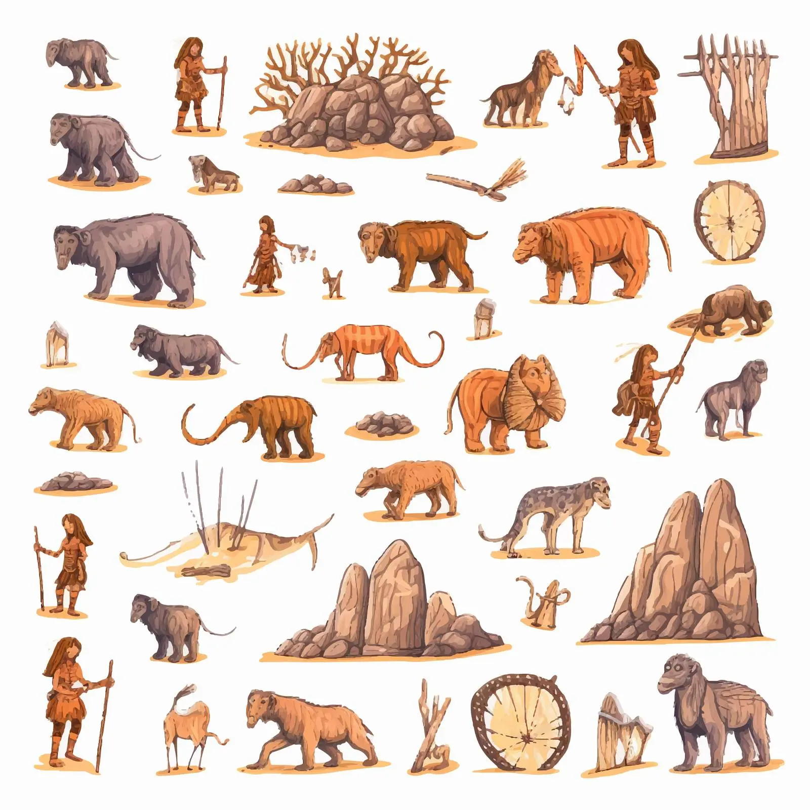 Stone Age Theme with Primitive People and Mammoth — free download from Dotvec