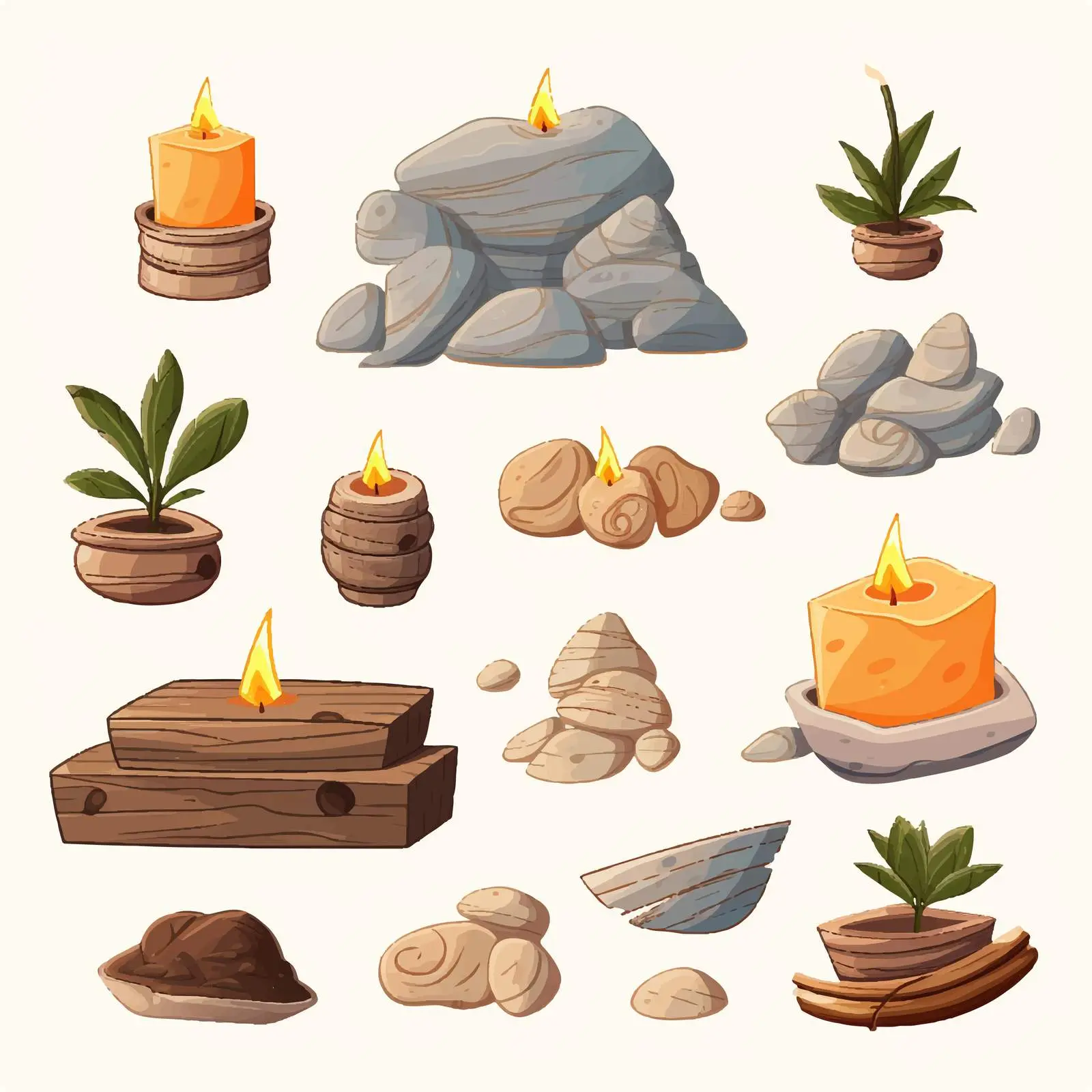 Stone Candle Set for Relaxation Elements — free download from Dotvec