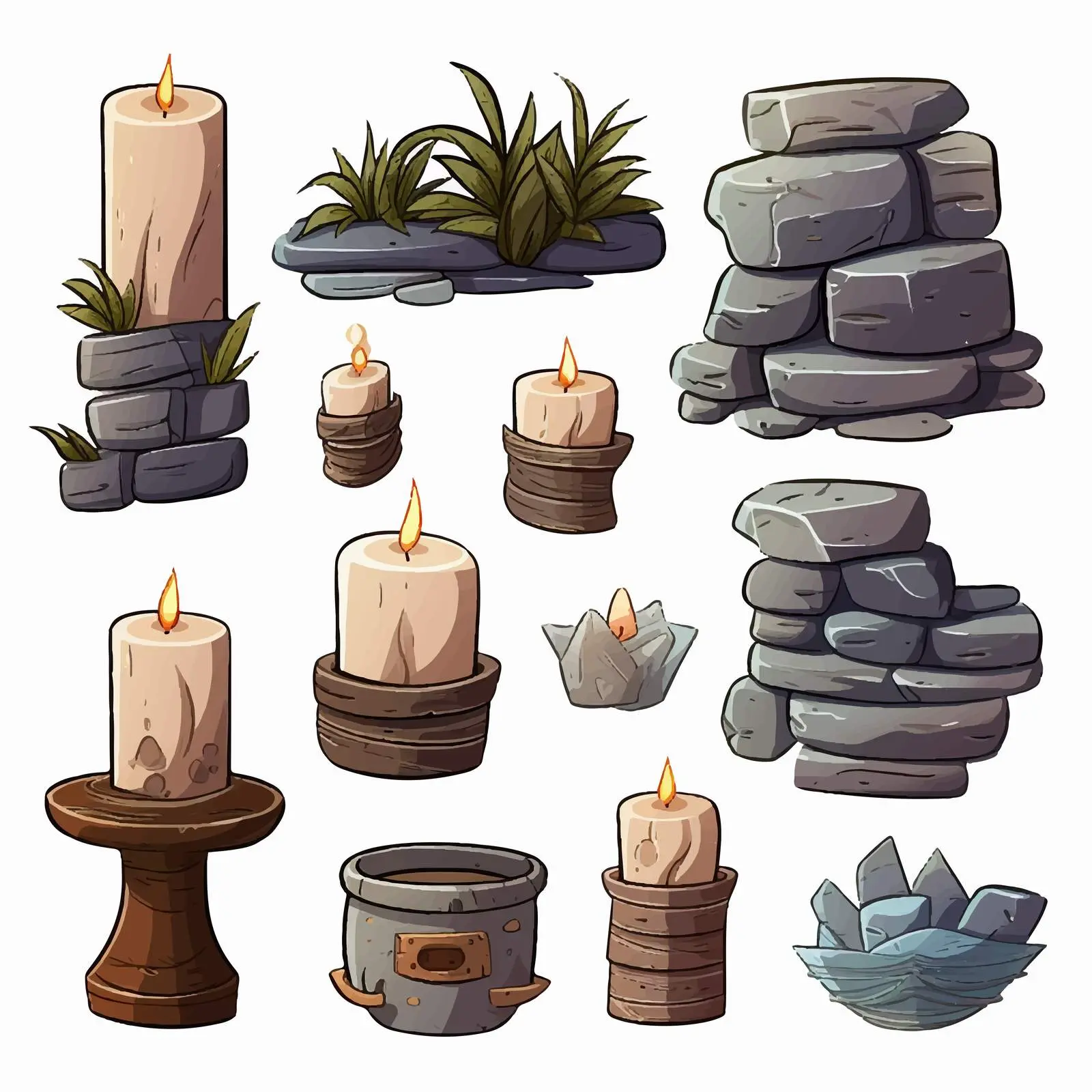 Stone Candle Relaxation Elements Vector Design — free download from Dotvec