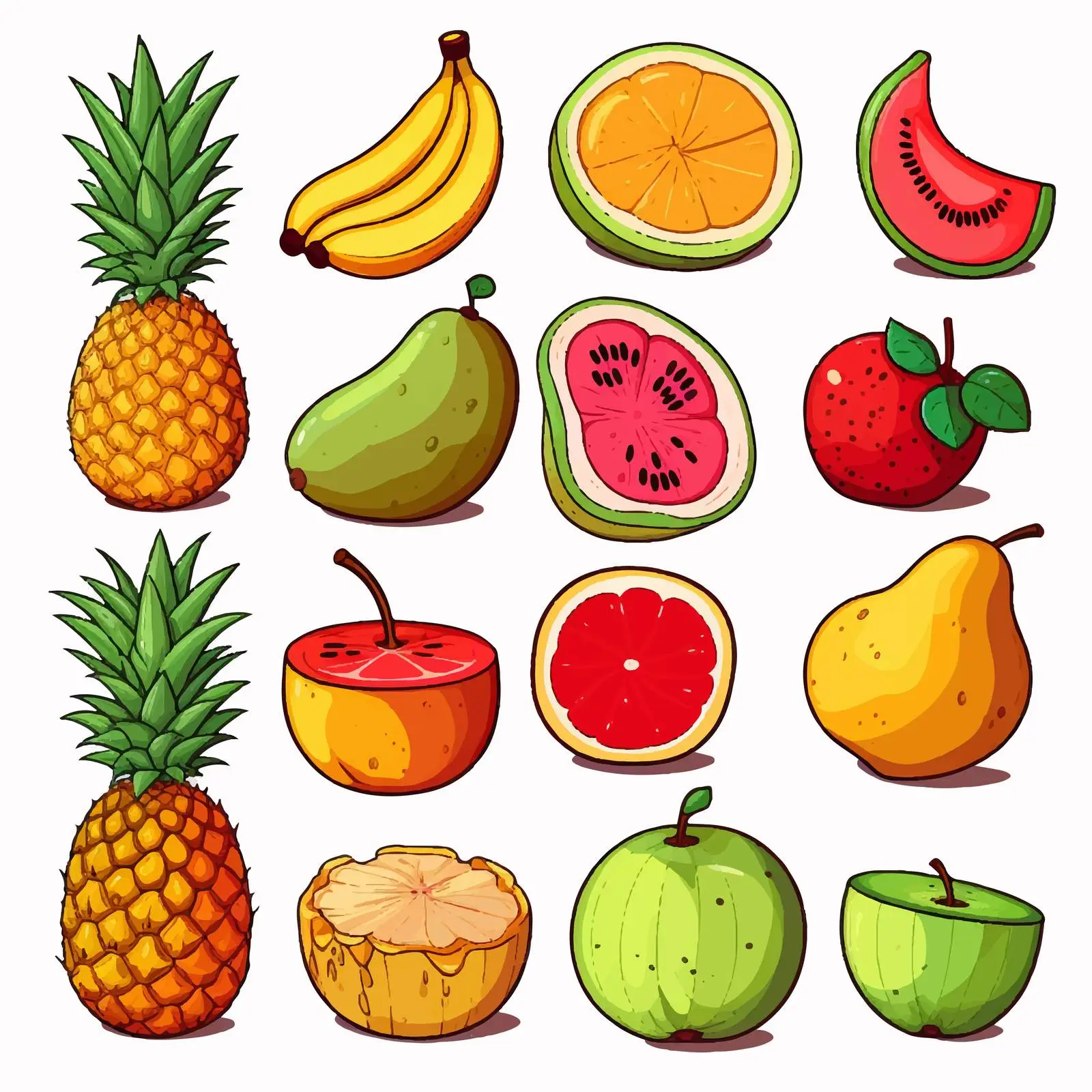 Vibrant Tropical Fruits Collection, Whole and Cut – free fruit collection image from Dotvec