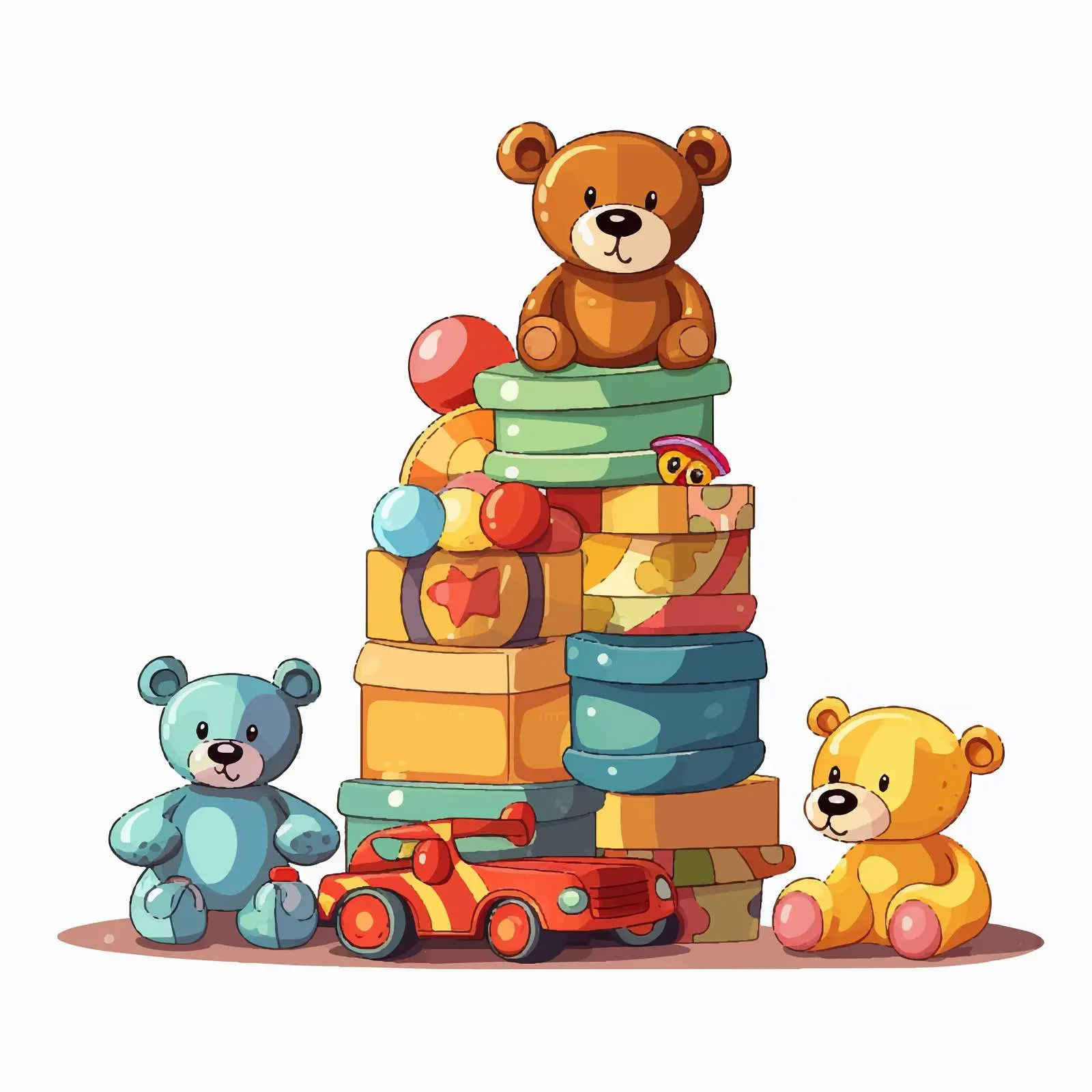 Colorful Cartoon Toy Piles Vector Illustration — free download from Dotvec