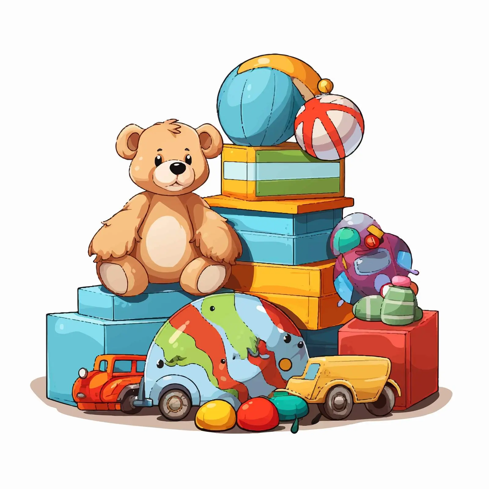 Colorful Cartoon Toy Piles Vector Illustration — free download from Dotvec