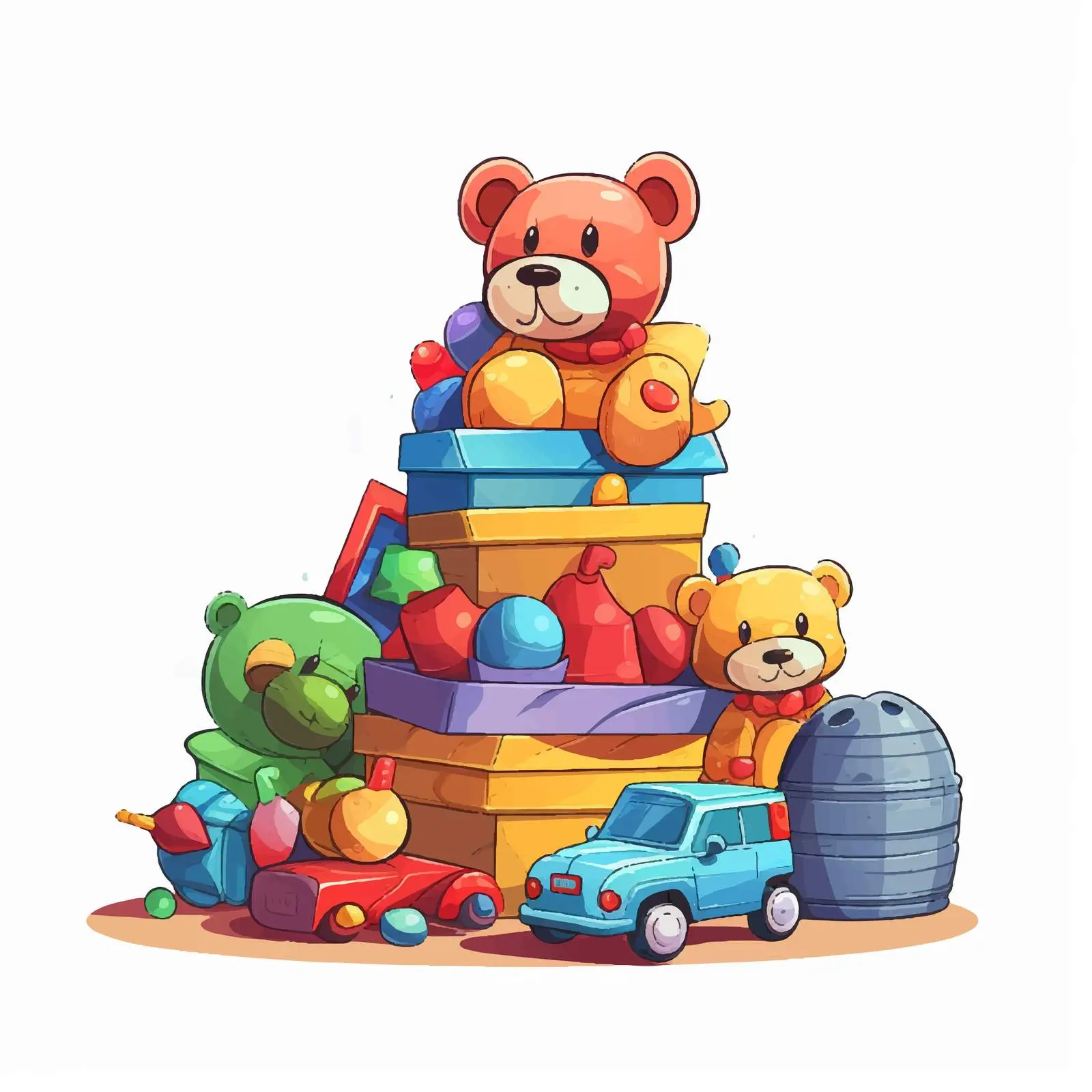 Colorful Cartoon Toy Piles Vector Illustration — free download from Dotvec