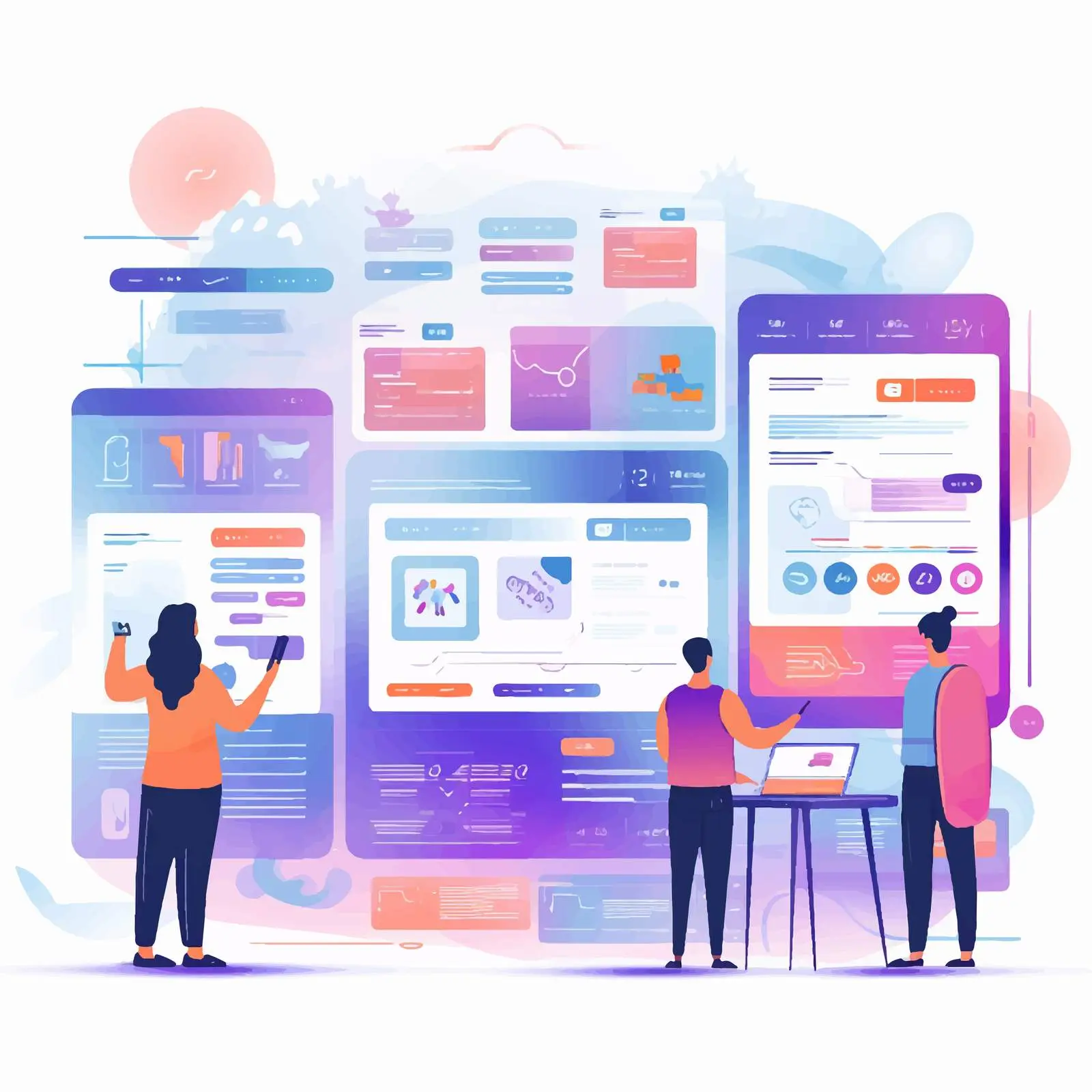UI and UX Designers Collaborating on Web Interface — free download from Dotvec