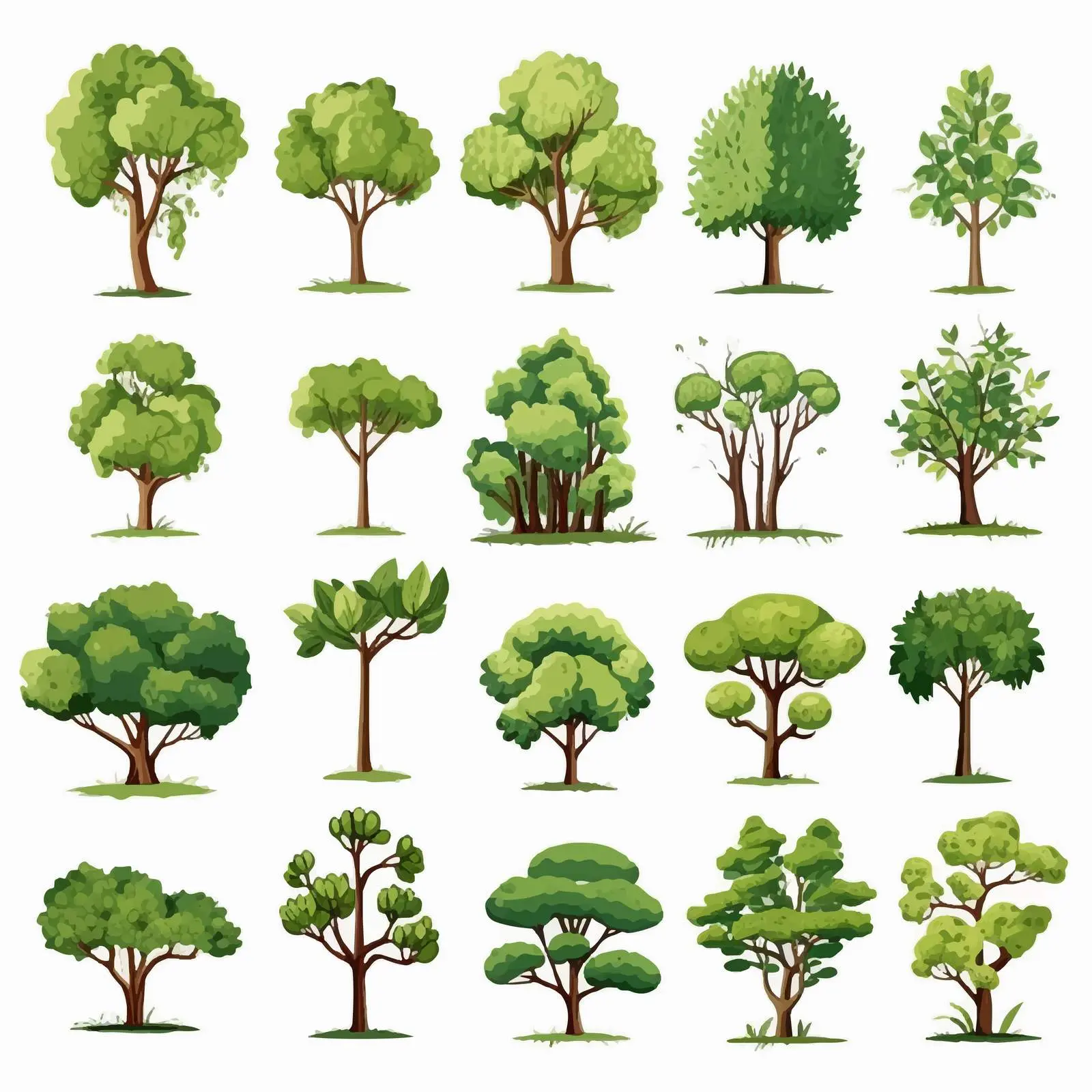 Variety of Plants and Trees Vector Illustration — free download from Dotvec