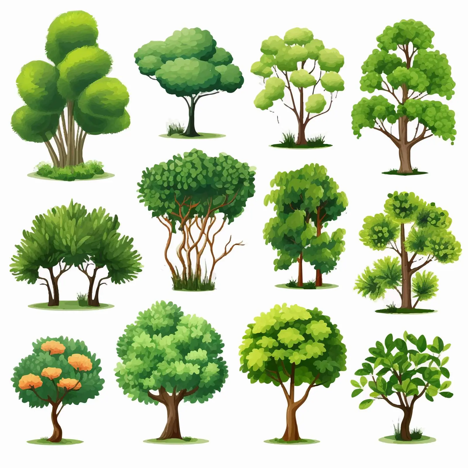 Variety of Plants and Trees Illustration — free download from Dotvec