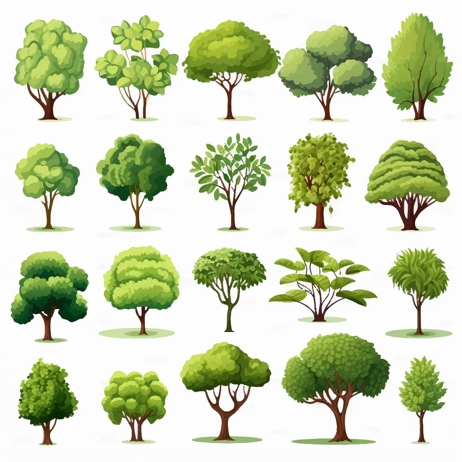 Variety of Plants and Trees Vector Illustration — free download from Dotvec