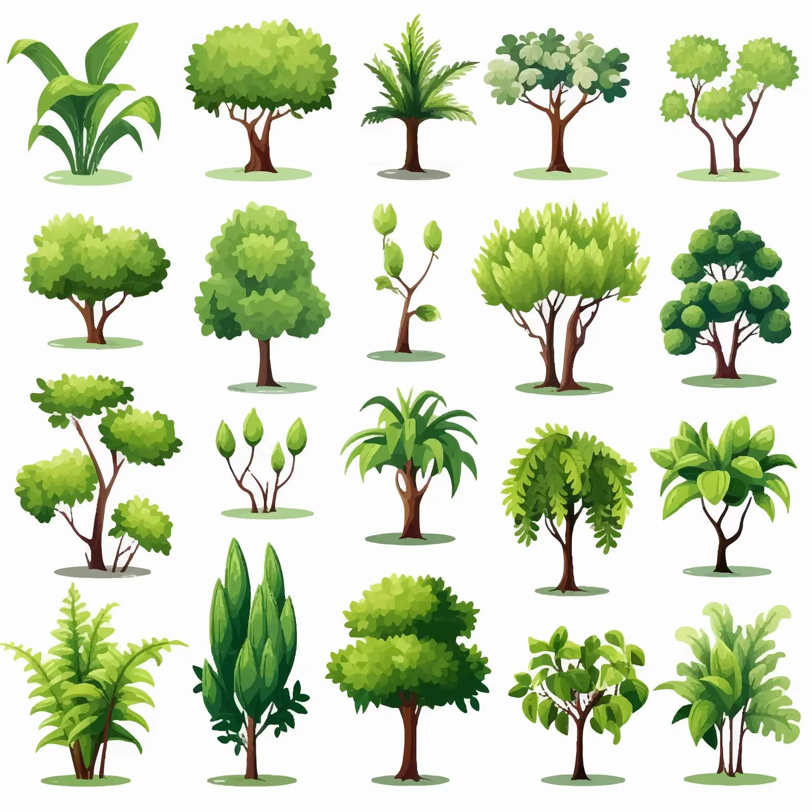 Variety of Plants and Trees Vector Illustration — free download from Dotvec