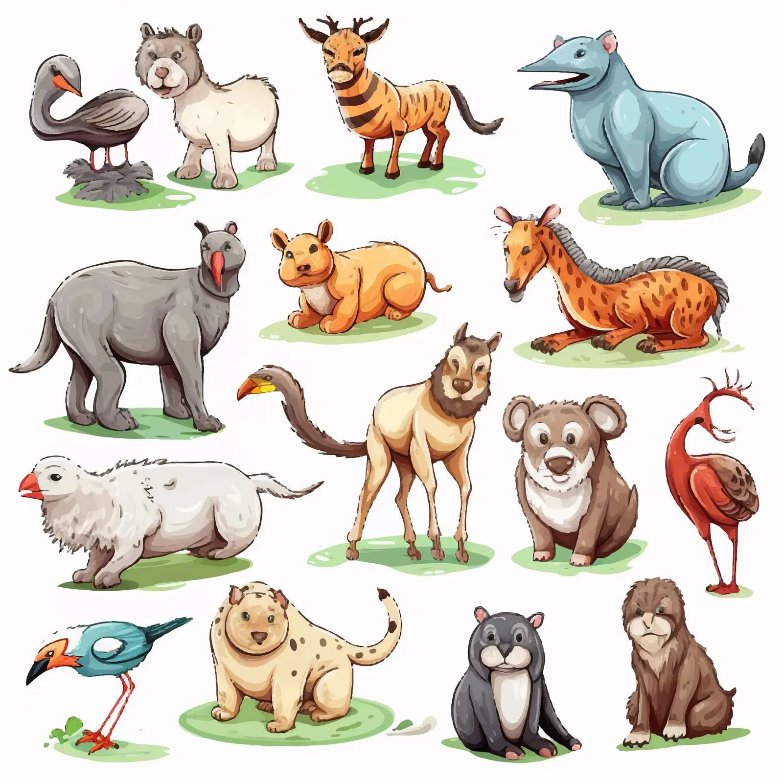 Variety of Animals and Objects Vector Illustration — free download from Dotvec