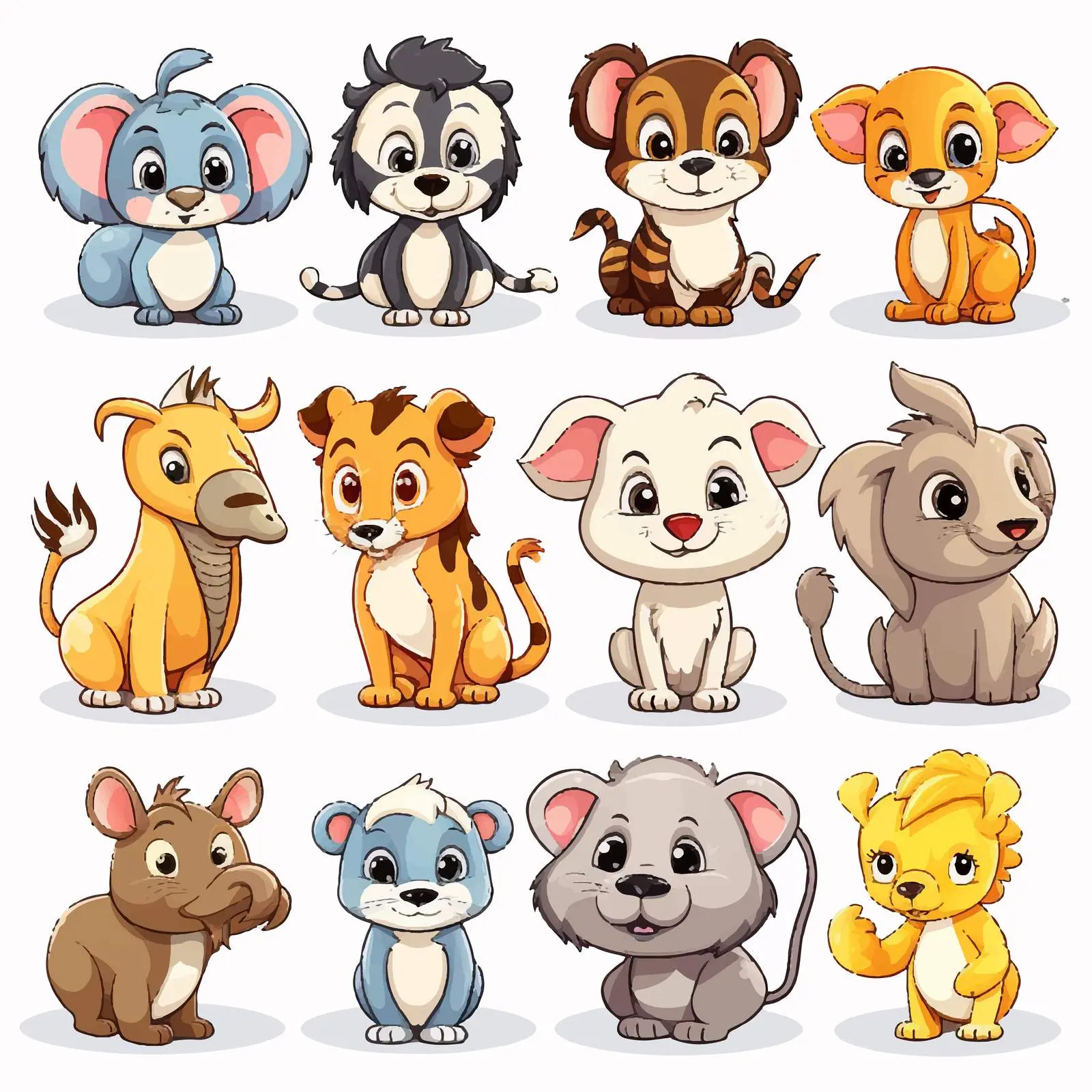 Cartoon Animal Characters Vector Illustration – free animal designs image from Dotvec