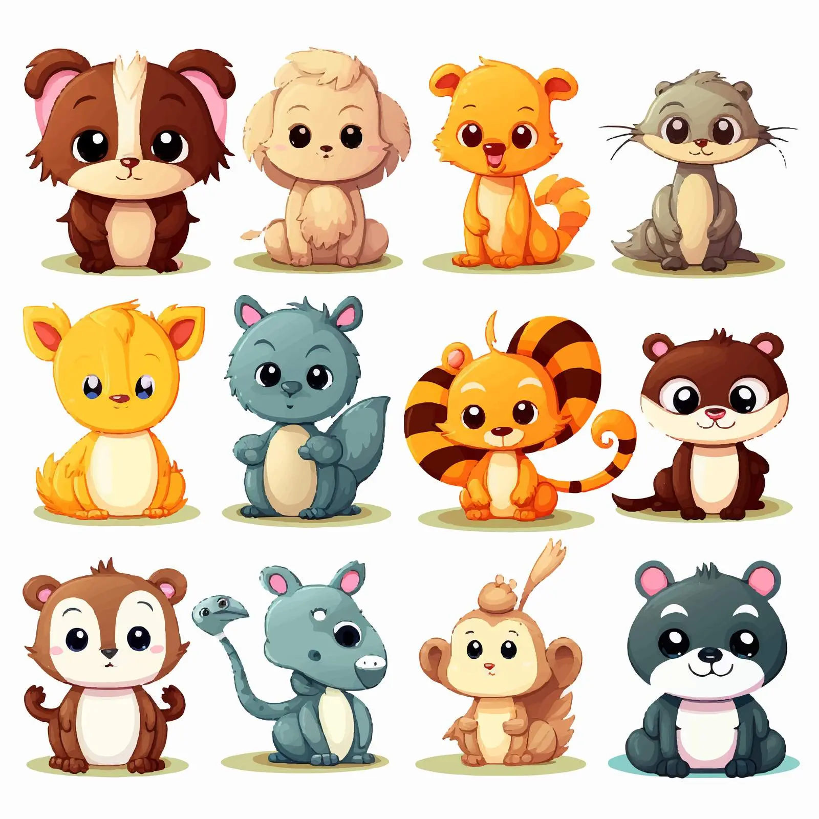 Colorful Cartoon Animal Characters Illustration — free download from Dotvec