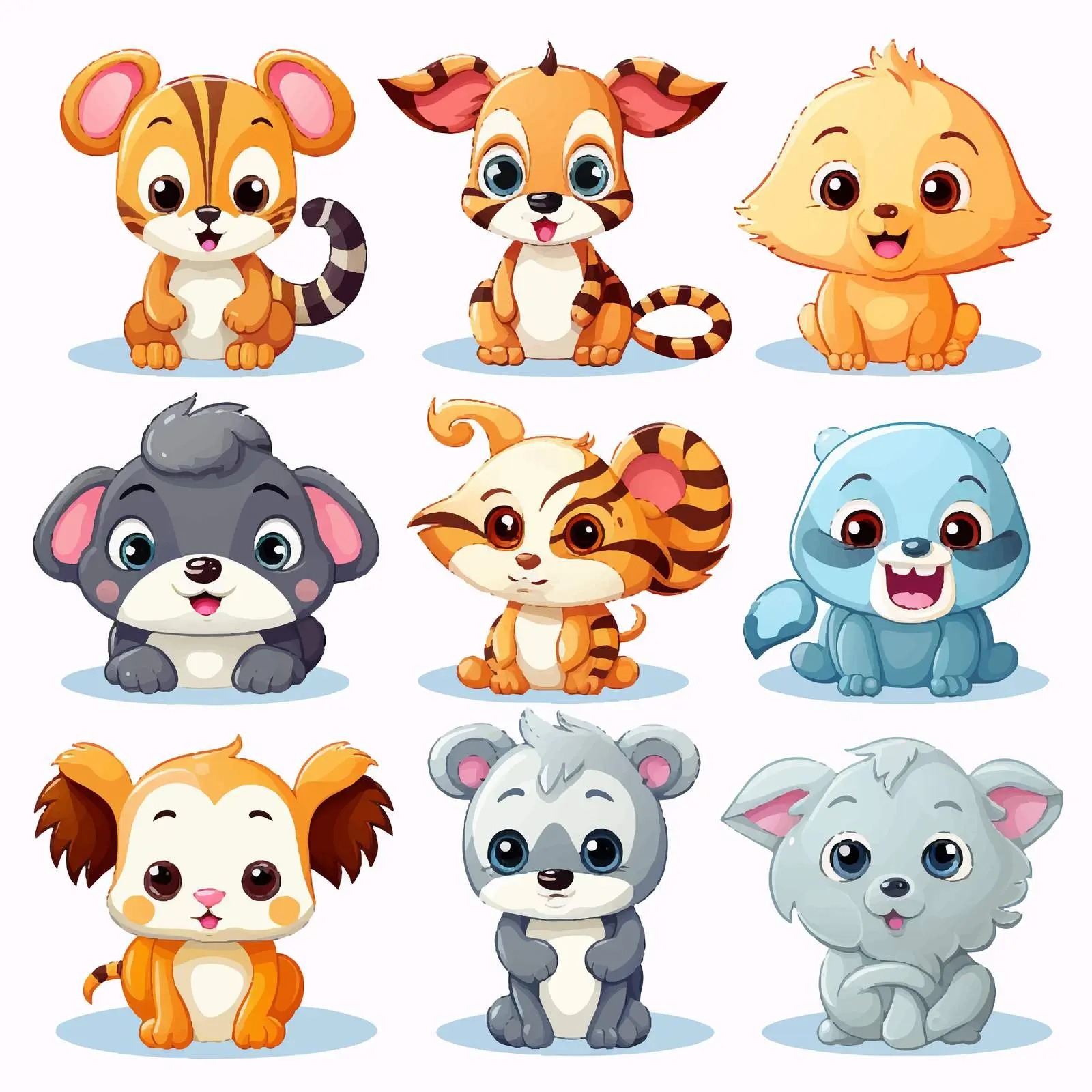 Cartoon Animal Characters Vector Illustration — free download from Dotvec