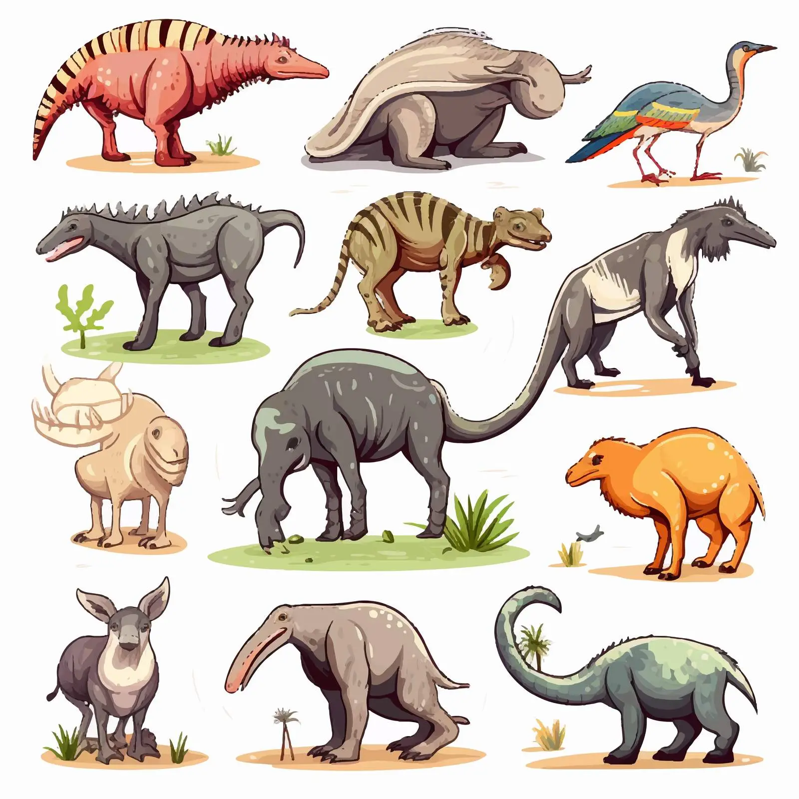 Various Extinct Animals Illustration Vector Art — free download from Dotvec