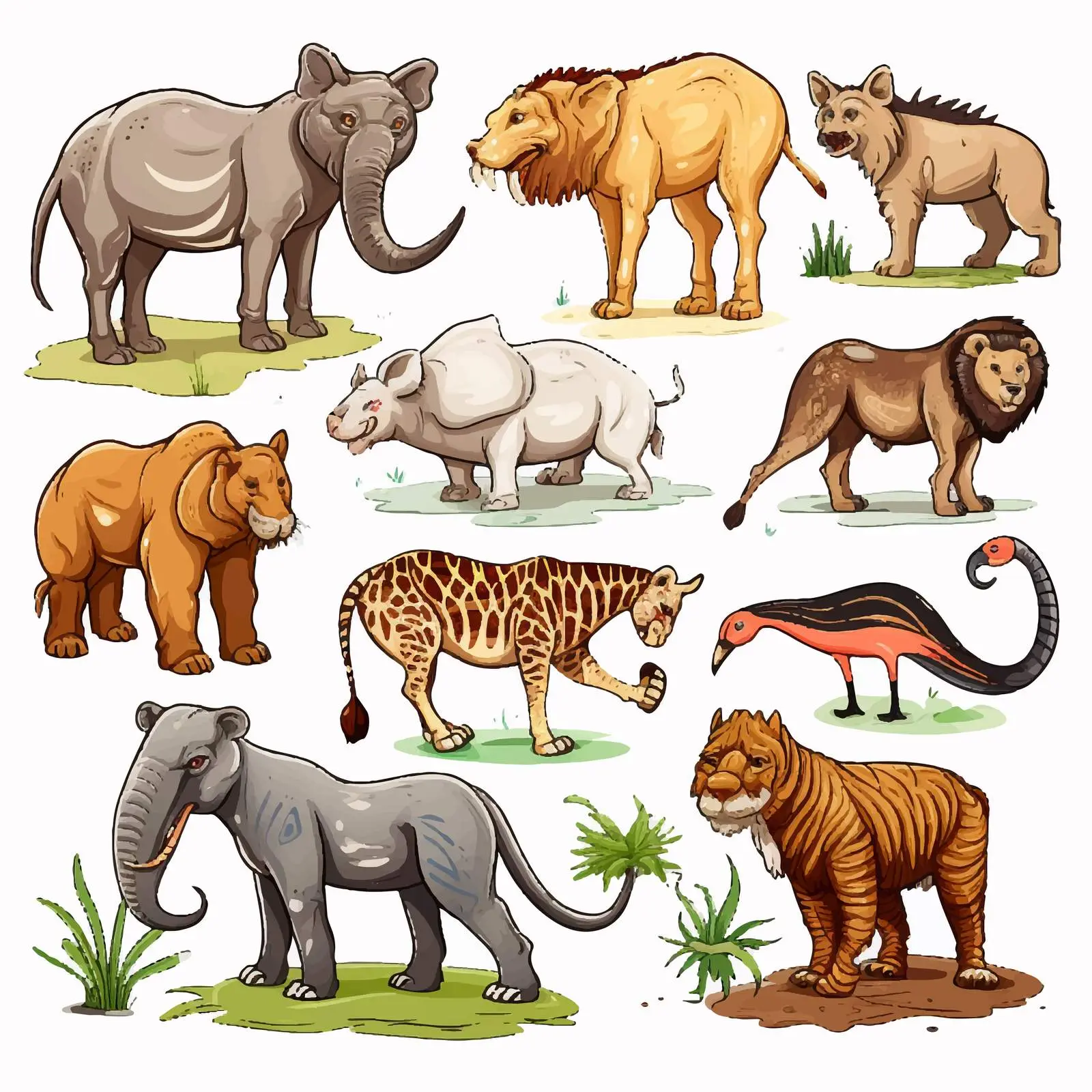 Illustration of Various Extinct Animals Vectors — free download from Dotvec
