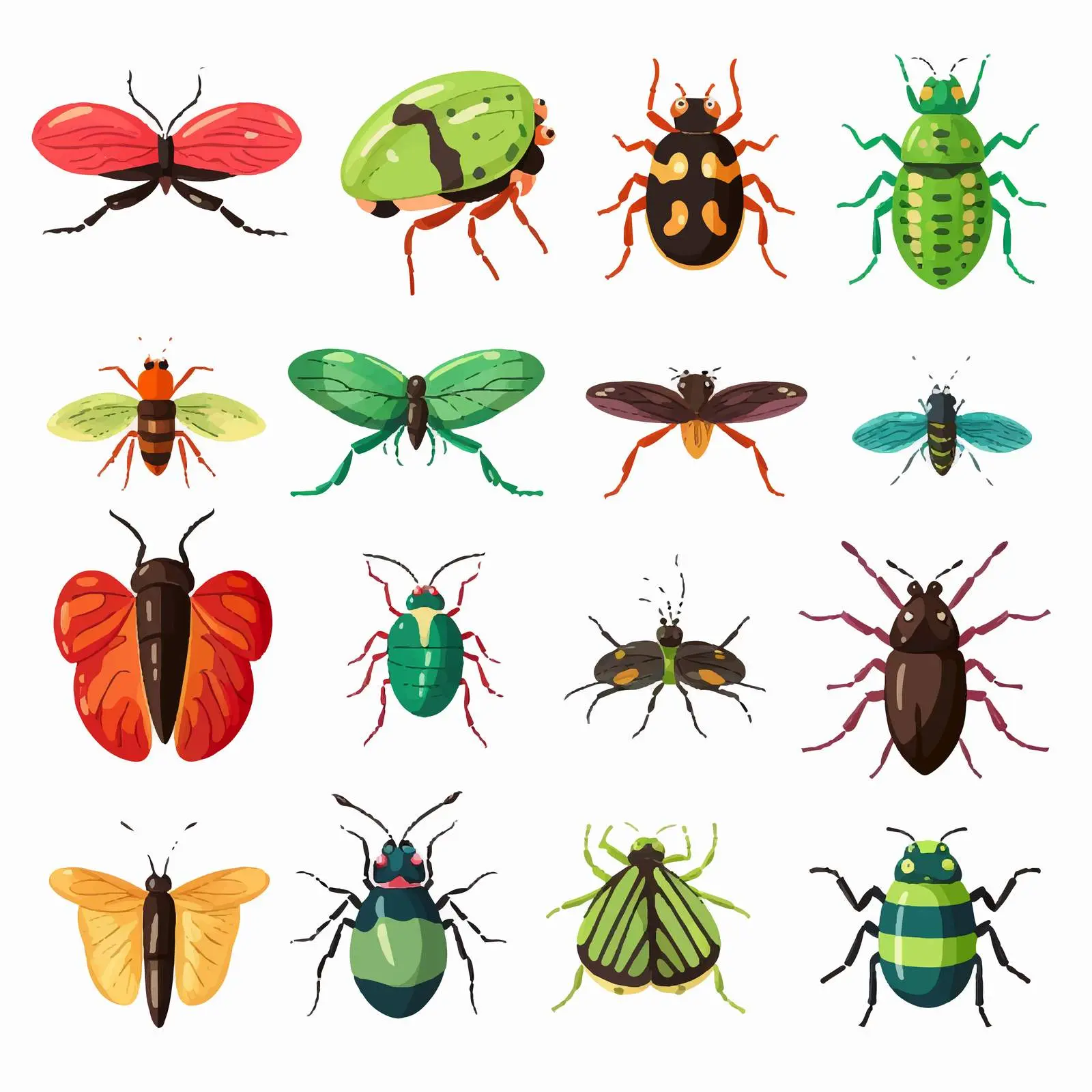 Cartoon Insects and Amphibians Vector Illustration — free download from Dotvec