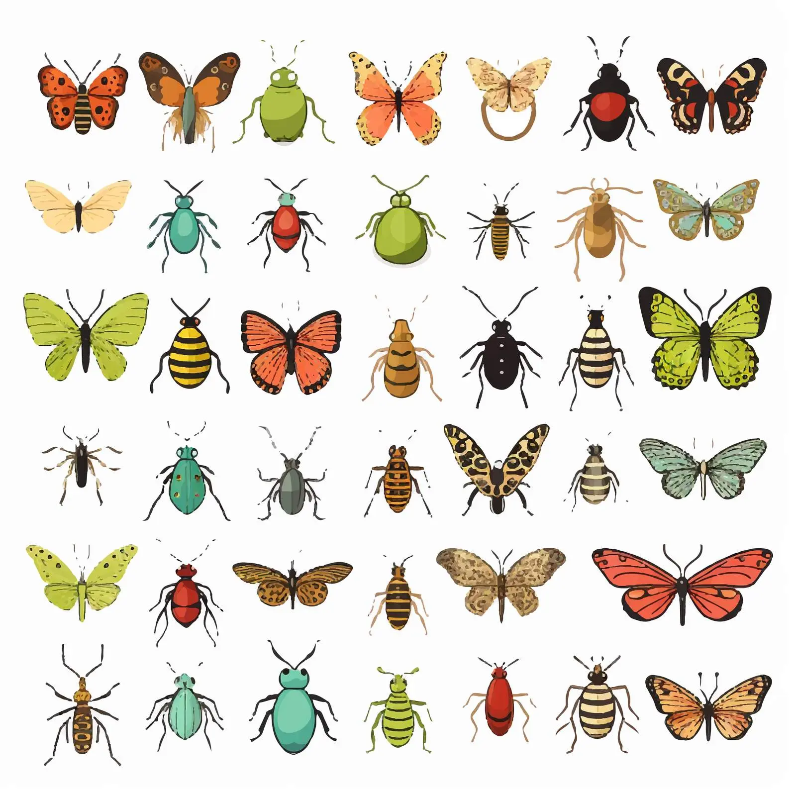 Cartoon Illustration of Insects and Amphibians — free download from Dotvec