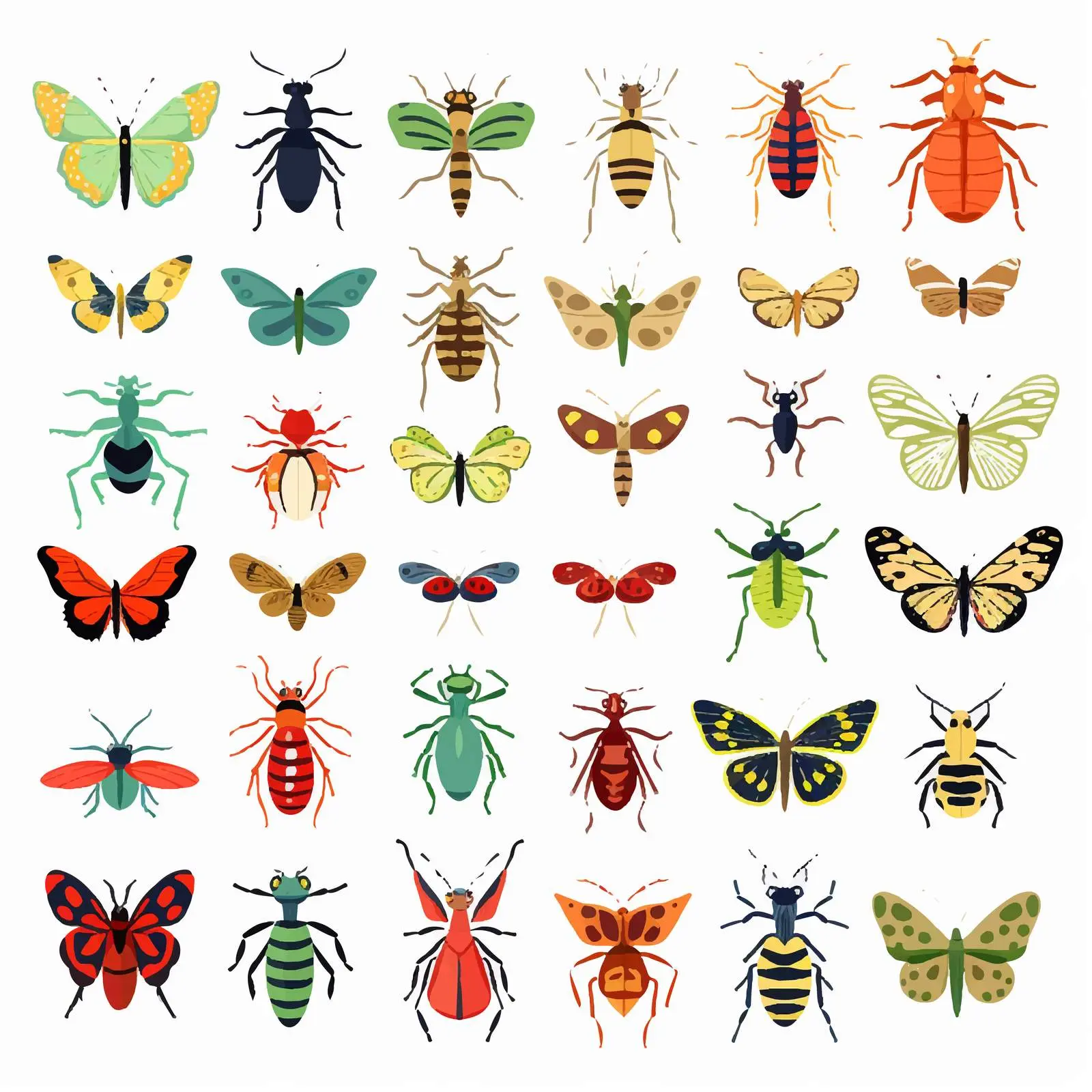 Cartoon Insects and Amphibians Vector Illustration — free download from Dotvec