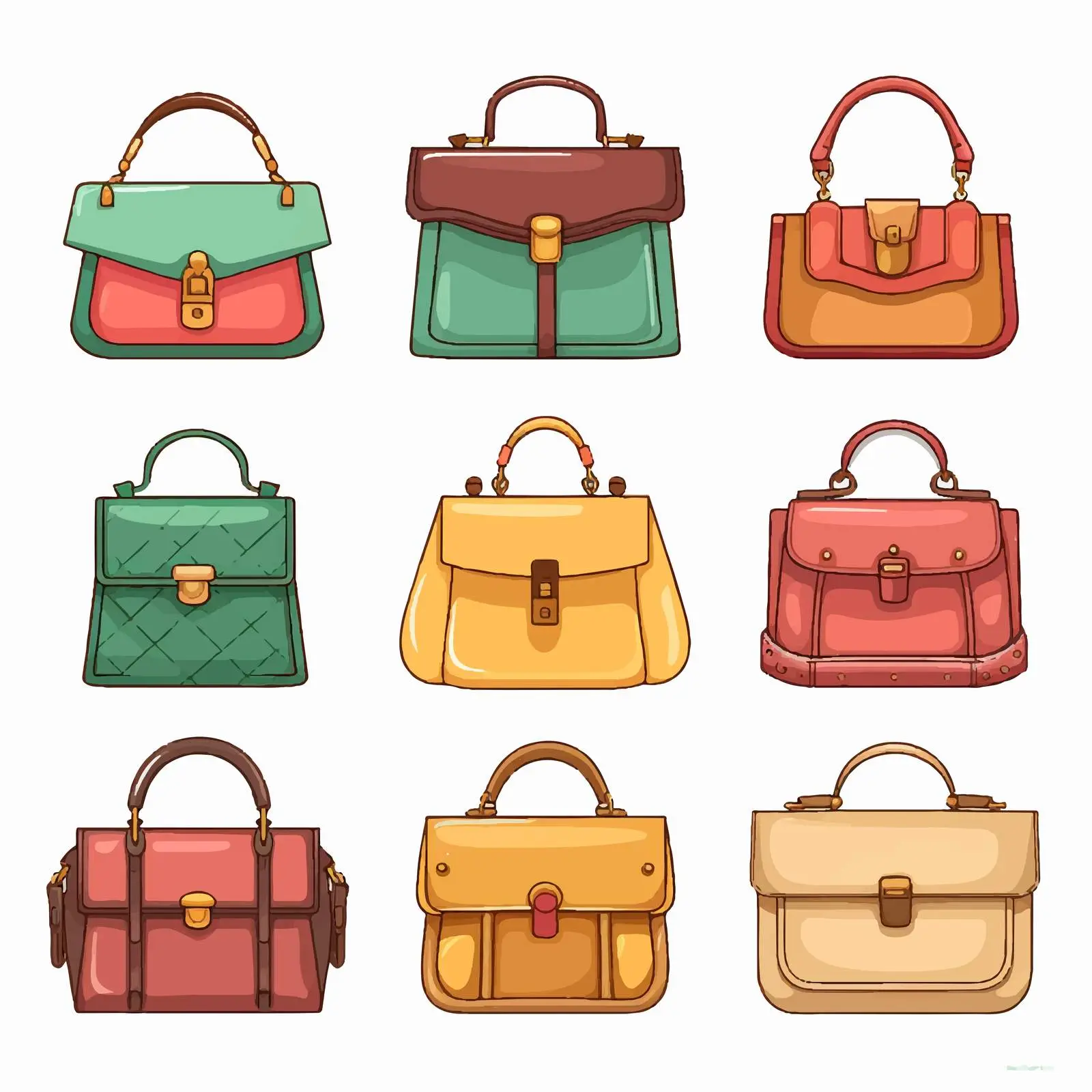 Vintage Cartoon Style Hand Bags Illustration — free download from Dotvec
