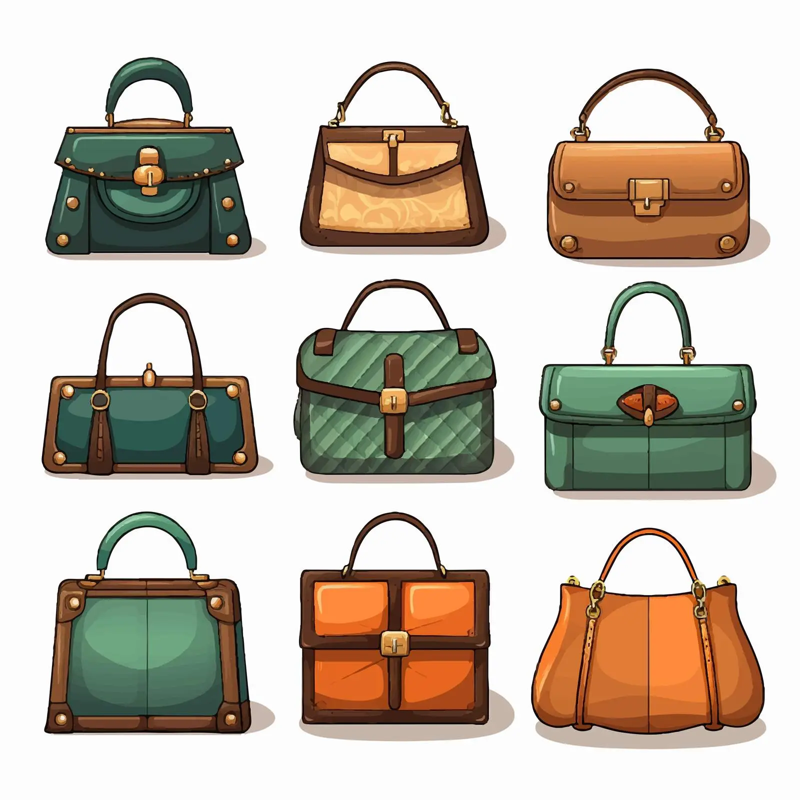 Vintage Hand Bags Cartoon Style Illustration — free download from Dotvec