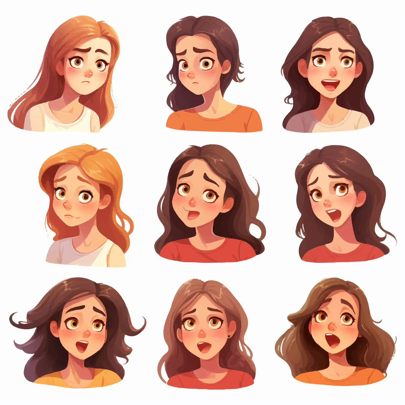 Set of Women's Emotions and Facial Expressions — free download from Dotvec