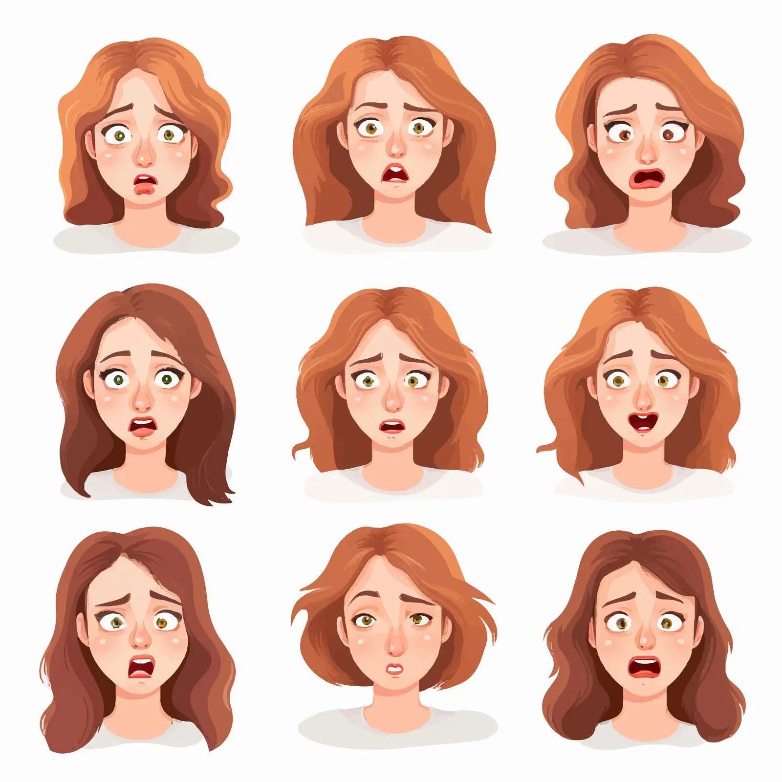 Set of Feminine Facial Expressions and Emotions — free download from Dotvec