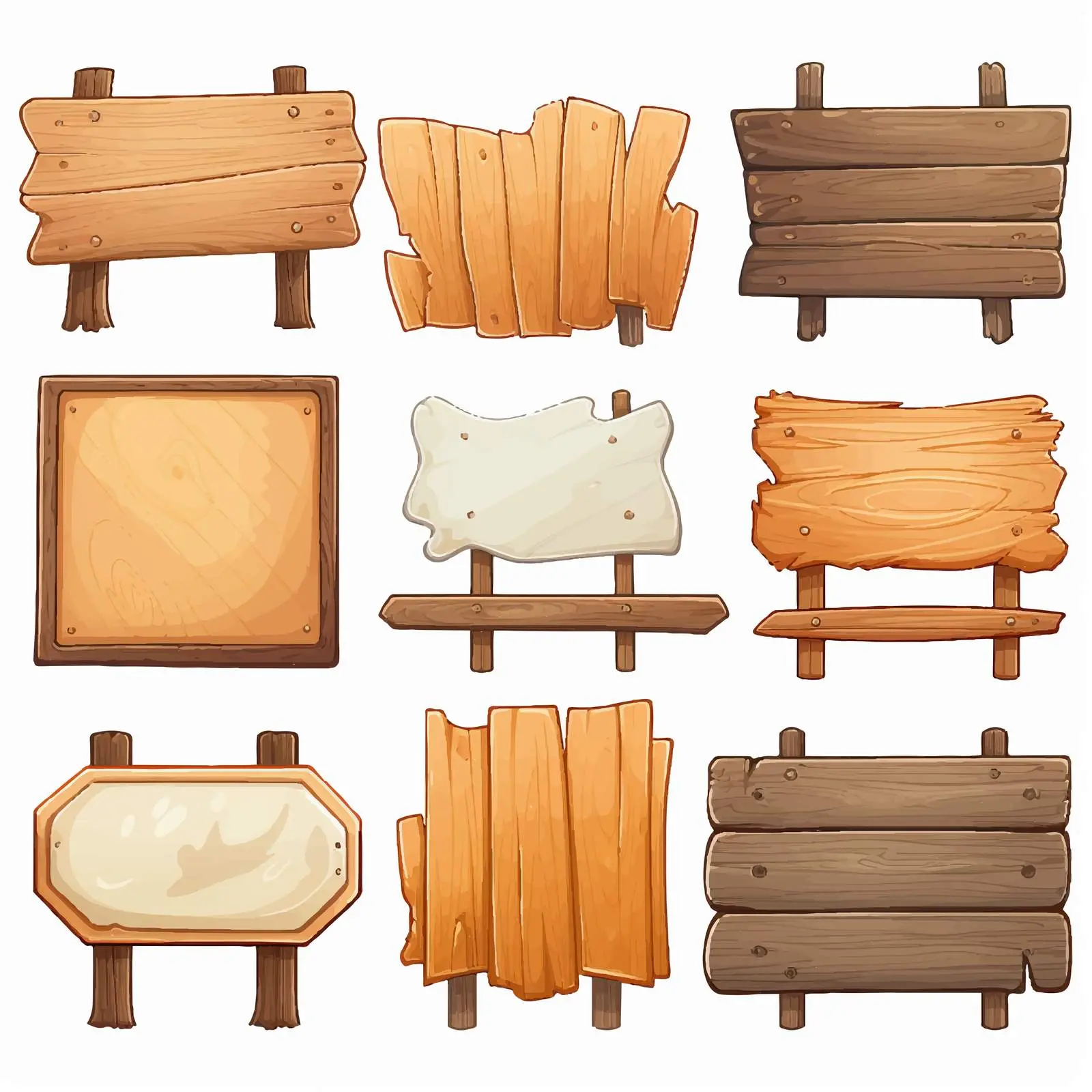 Set of Wooden Signboards on White Background – free custom sign image from Dotvec