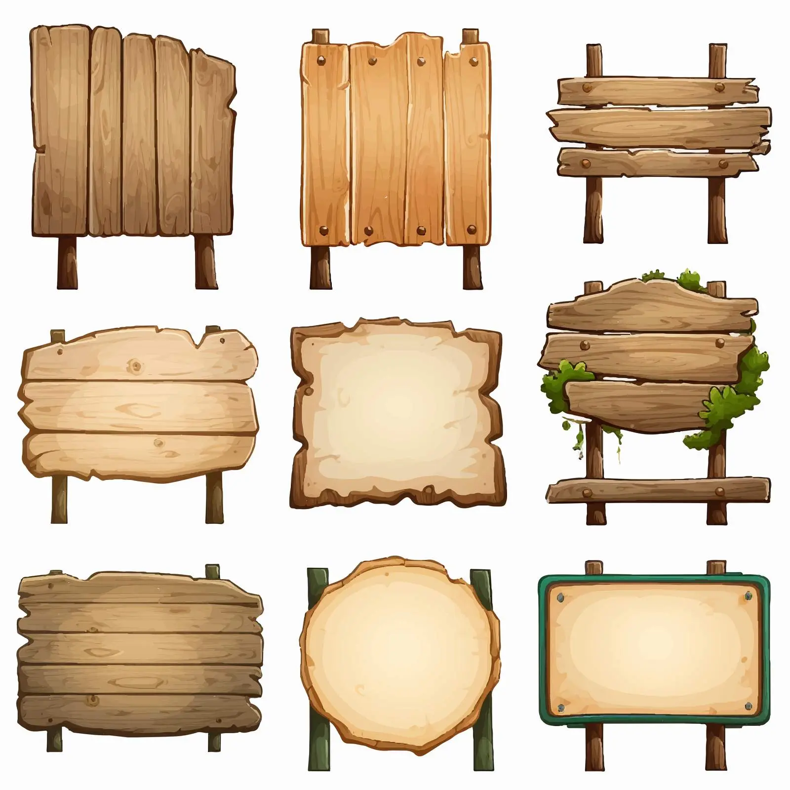 Wooden Signboard Vector Set on White Background — free download from Dotvec