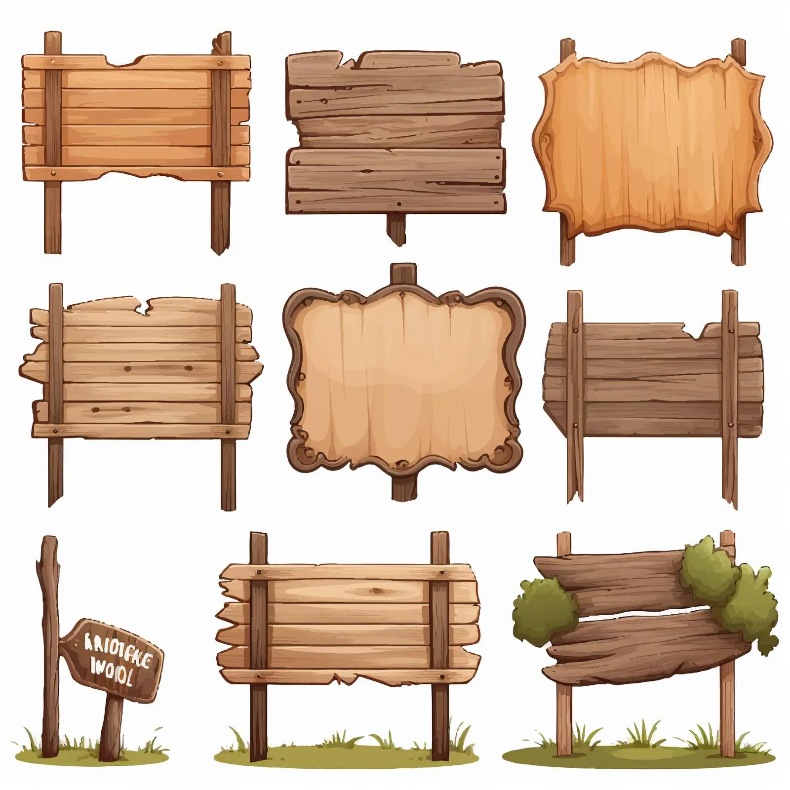 Set of Wooden Signboards on White Background — free download from Dotvec