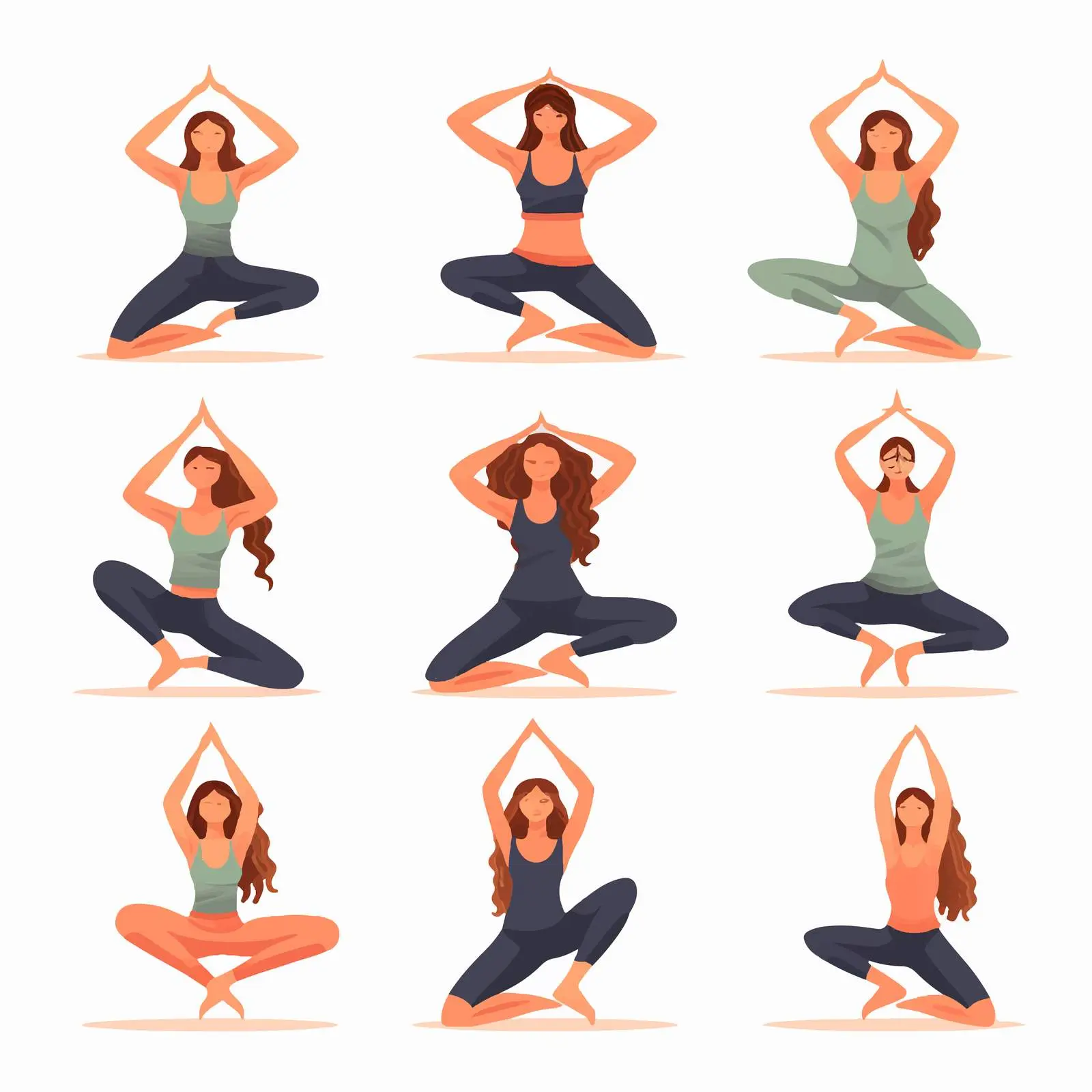 Yoga Postures Cartoon Vector Illustration Set – free postures image from Dotvec