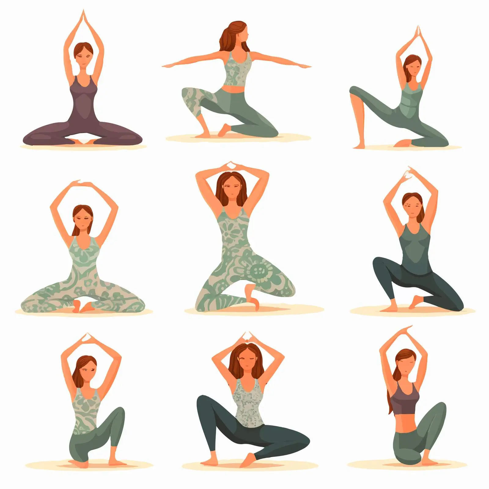 Yoga Postures Vector Illustration — free download from Dotvec