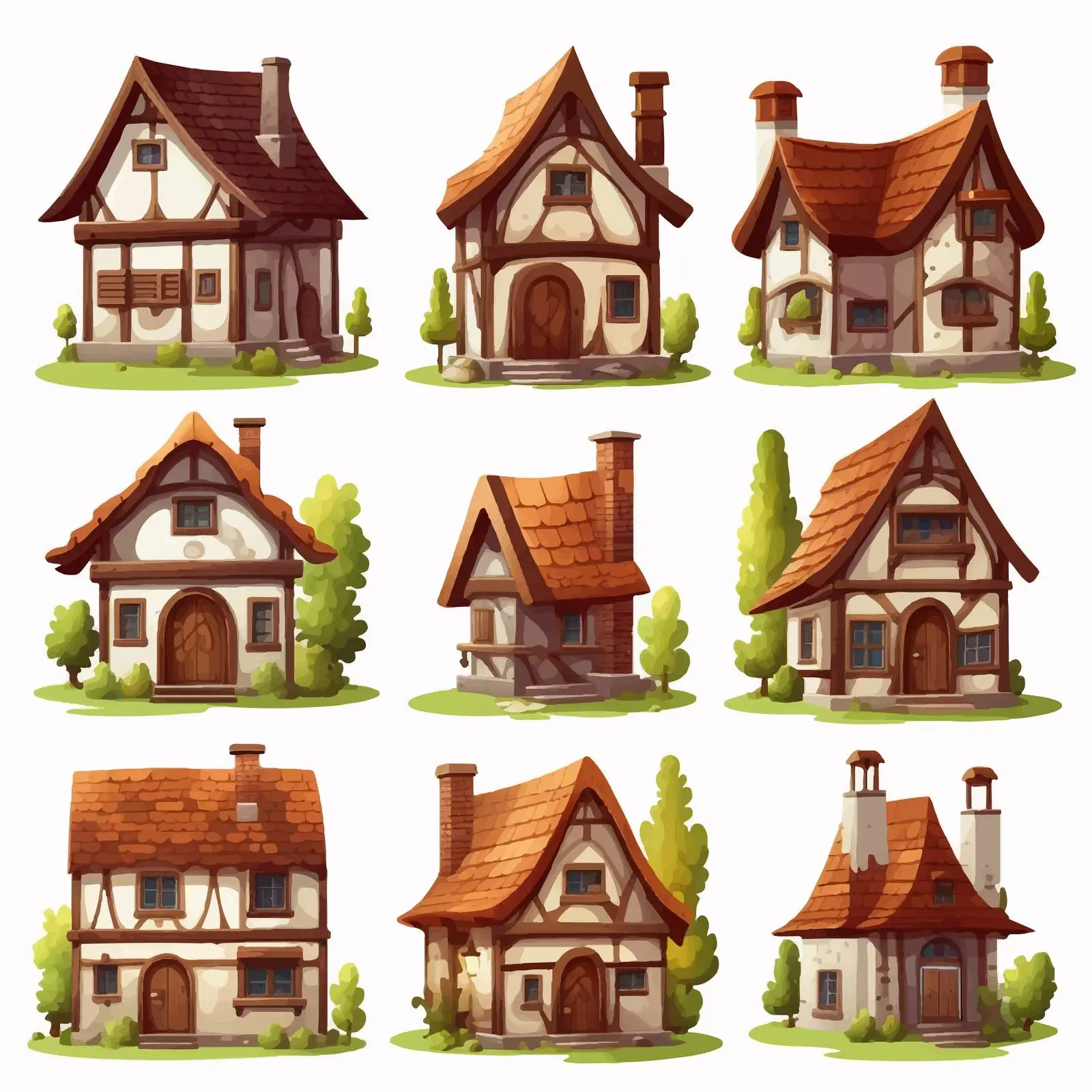 Rural Village House Illustration Vector Art — free download from Dotvec