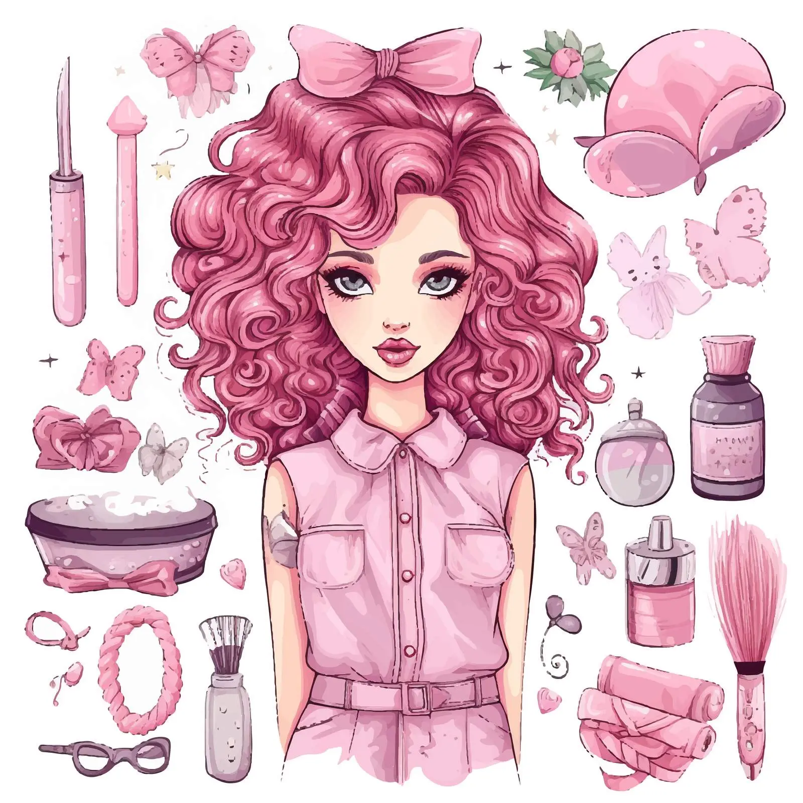 Fashion Portrait with Makeup Accessories — free download from Dotvec