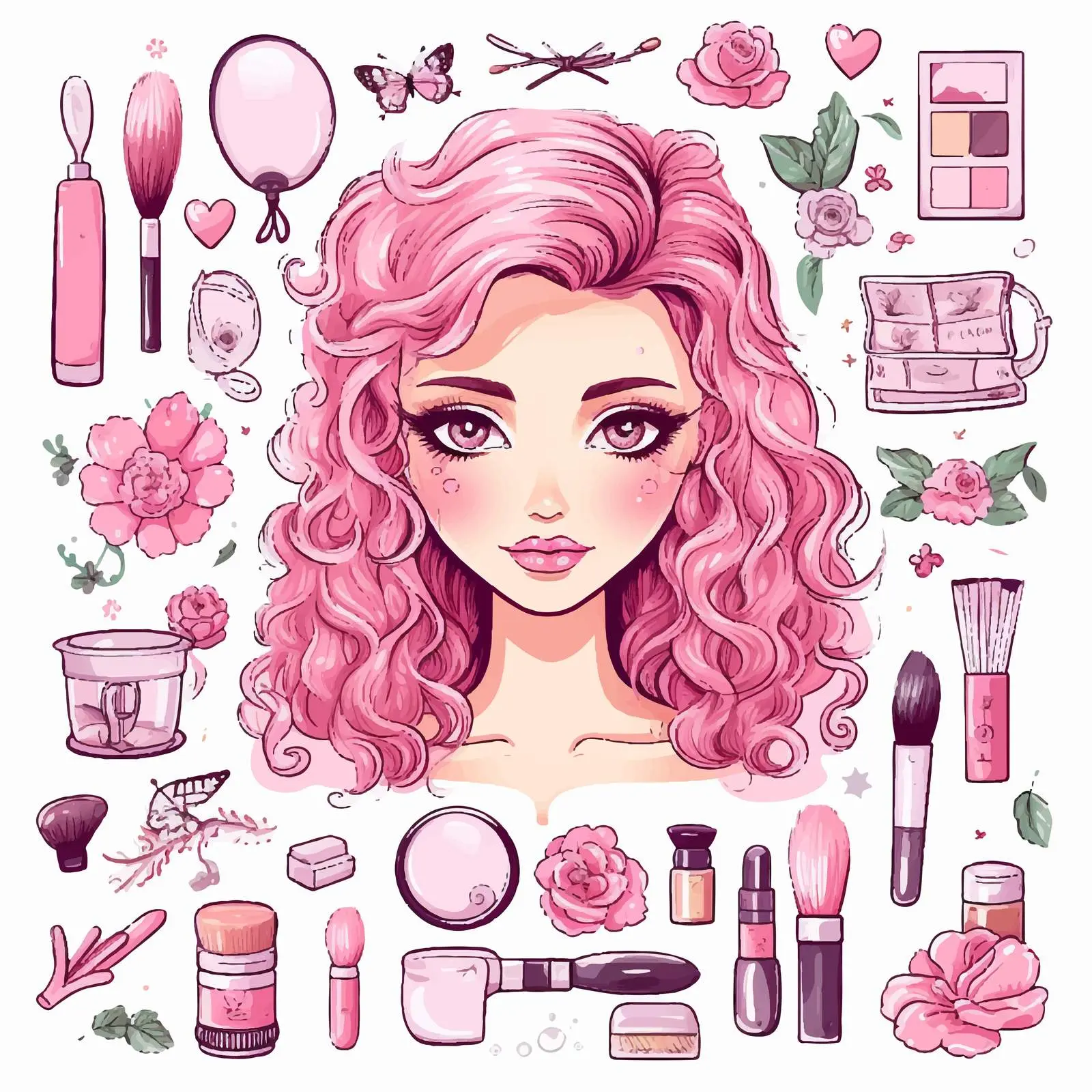 Fashion Portrait with Makeup Accessories — free download from Dotvec