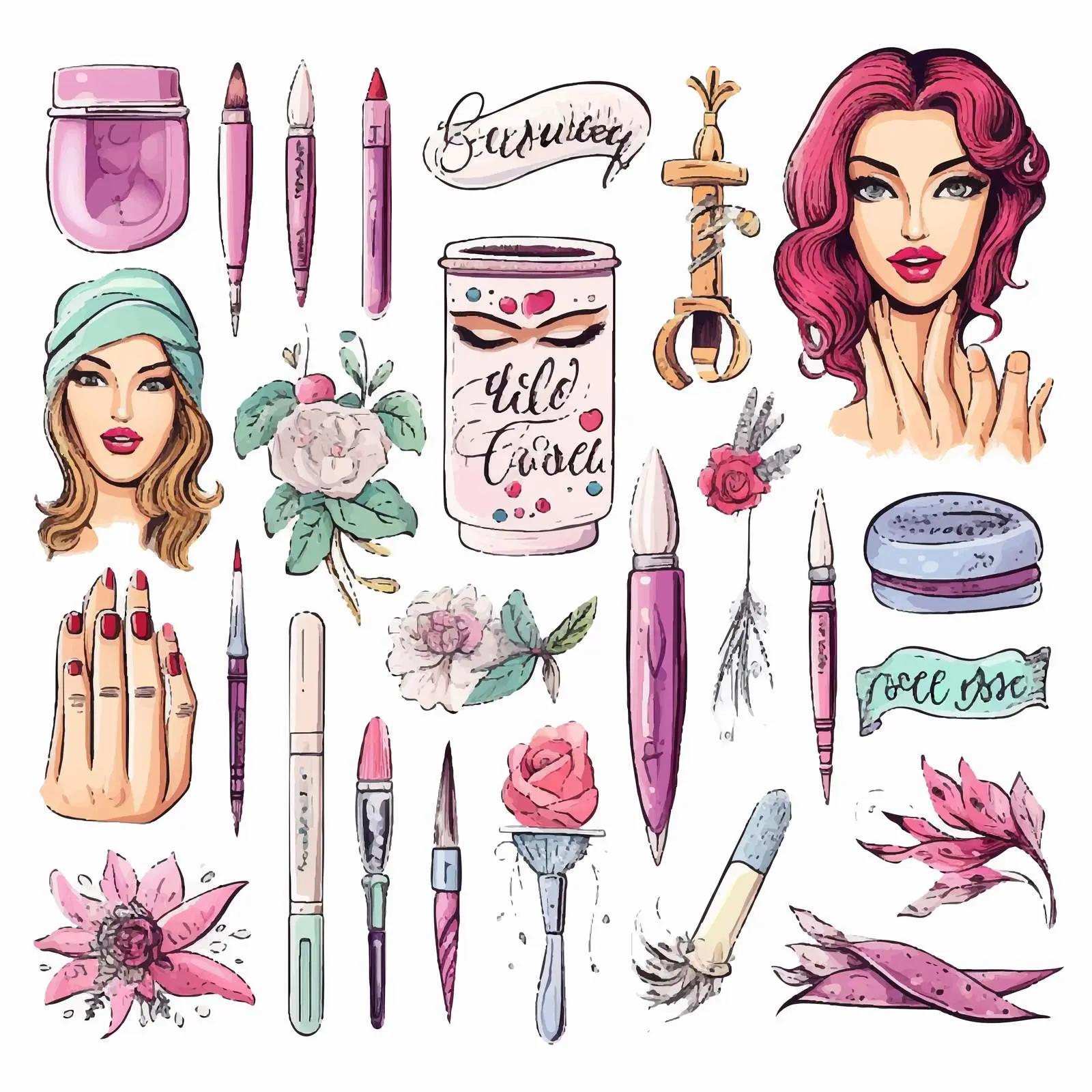 Manicure Concepts with Long Nails and Inscriptions — free download from Dotvec