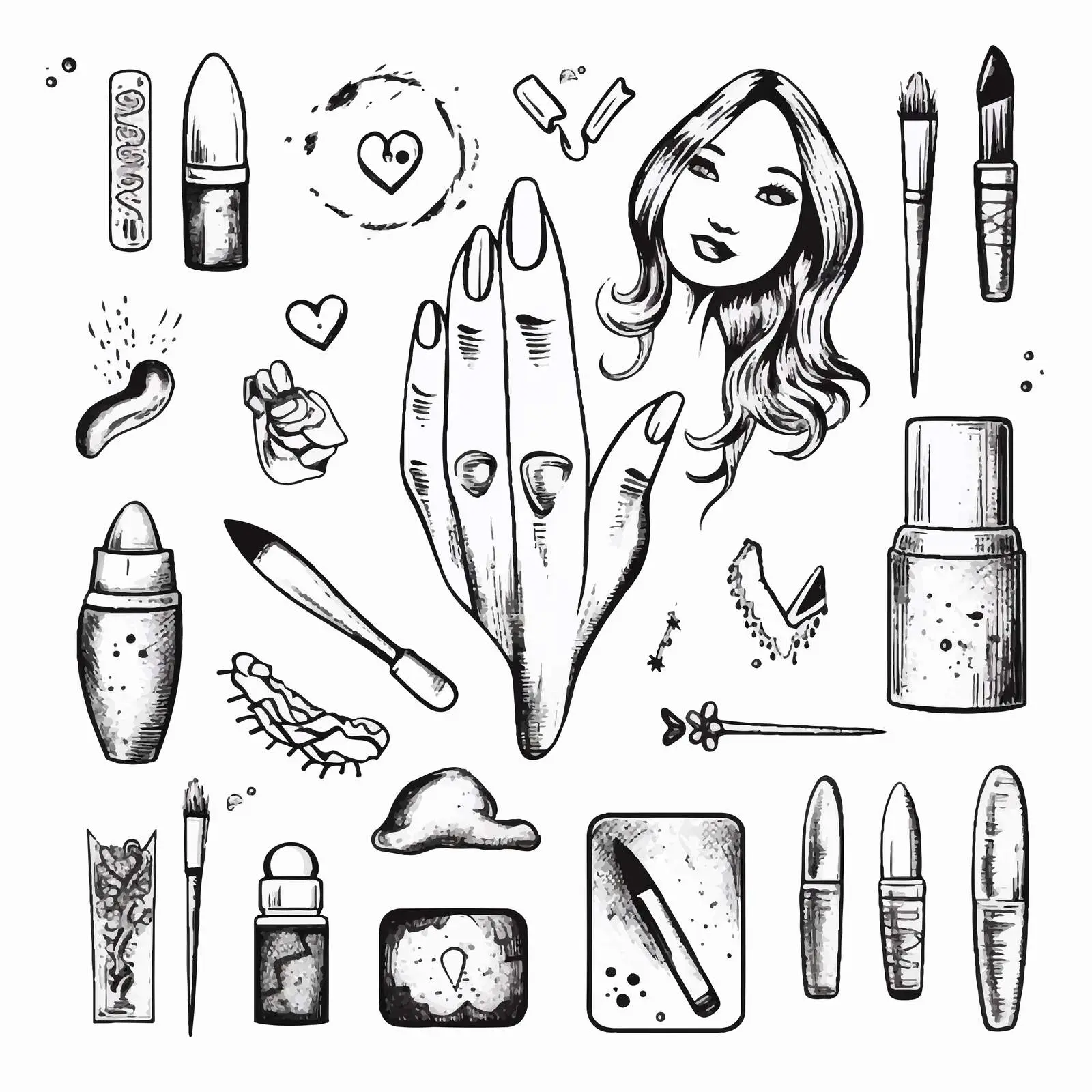 Manicure Design with Inscriptions and Long Nails — free download from Dotvec