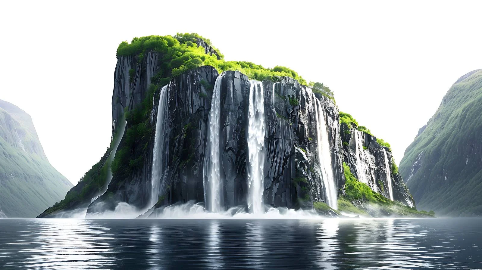Majestic Seven Sisters Waterfall in Norwegian Fjords — free download from Dotvec